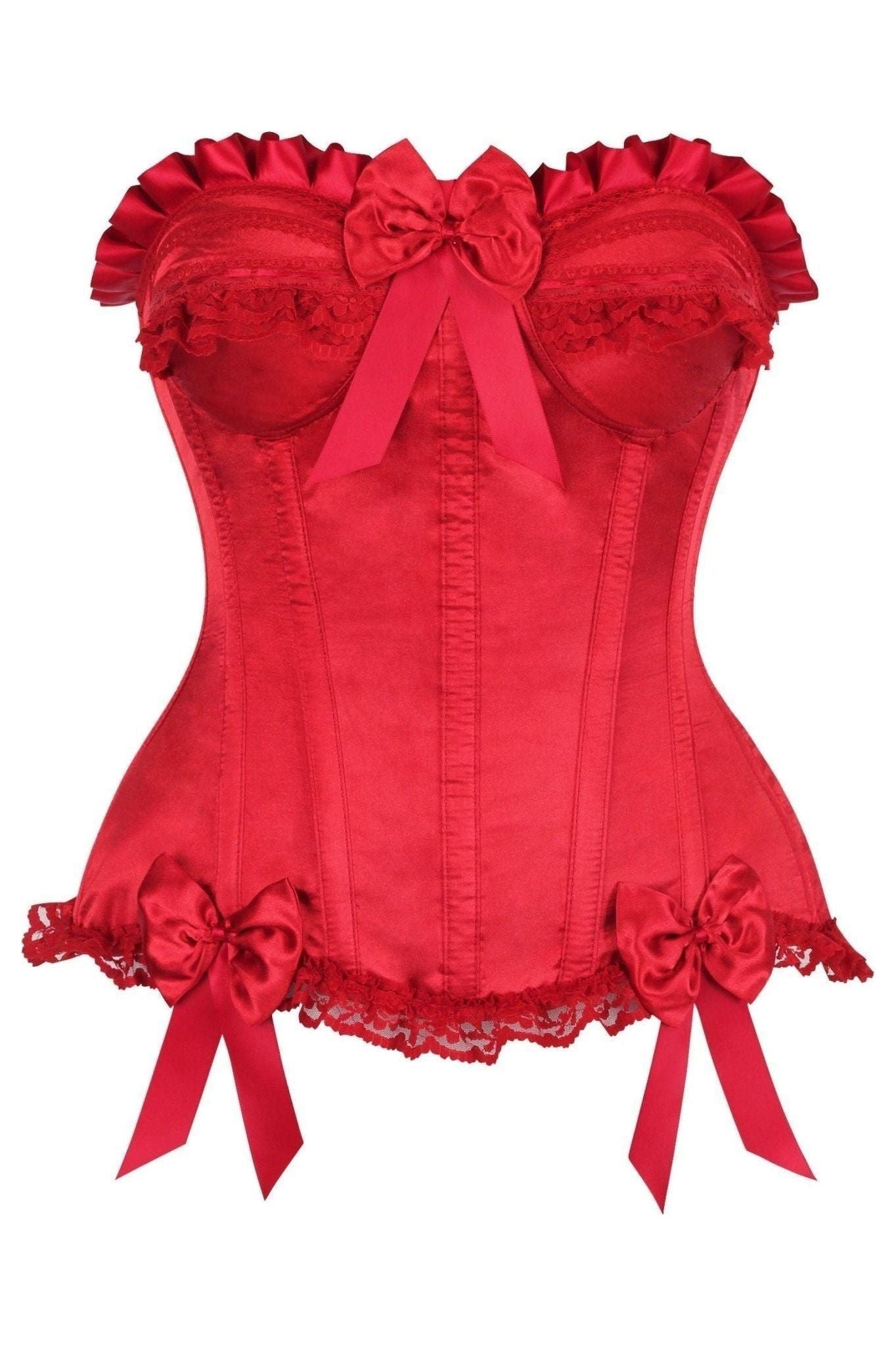 Top Drawer Dark Red Satin Steel Boned Burlesque Corset
