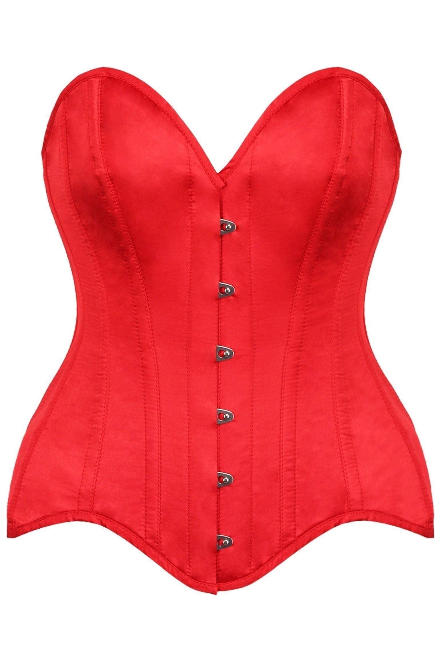 Top Drawer Red Satin Steel Boned Overbust Corset