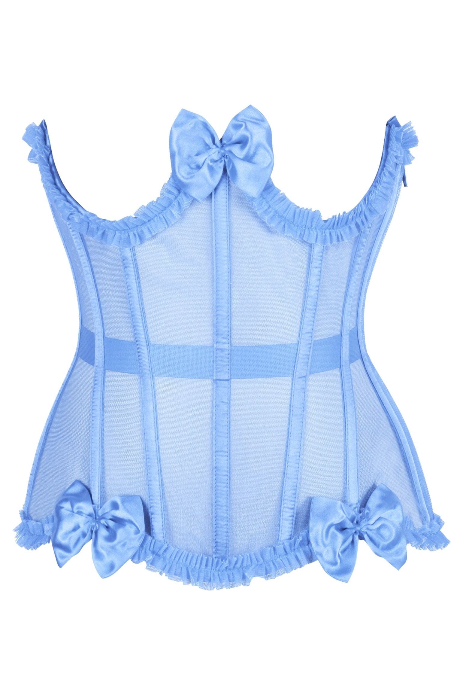Top Drawer Steel Boned Light Blue Mesh Underwire Burlesque Underbust Corset Cincher