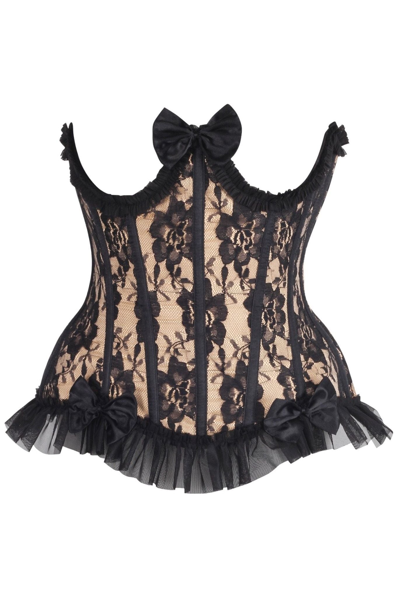 Top Drawer Steel Boned Nude/Black Lace Underwire Burlesque Underbust Corset Cincher