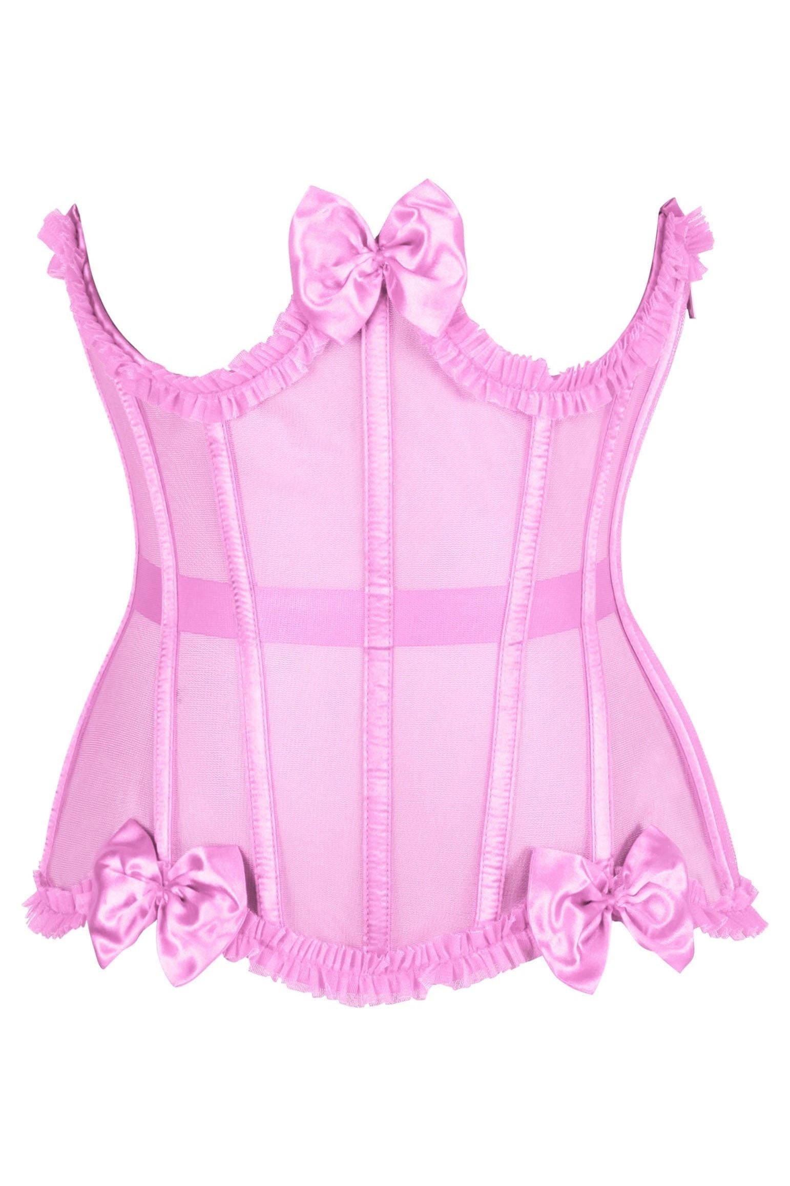 Top Drawer Steel Boned Pink Mesh Underwire Burlesque Underbust Corset Cincher