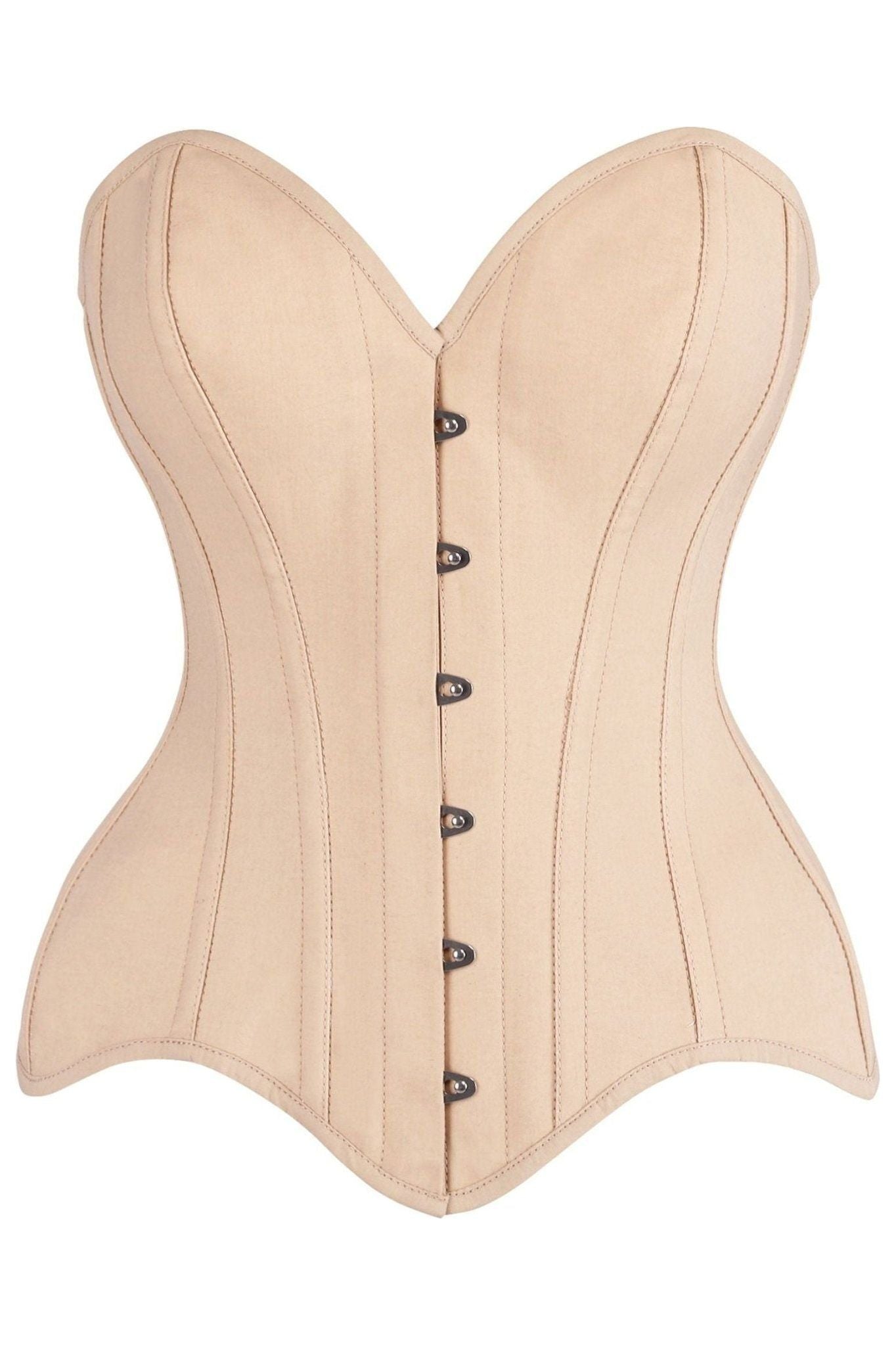 Top Drawer Tan Cotton Steel Boned Overbust Corset