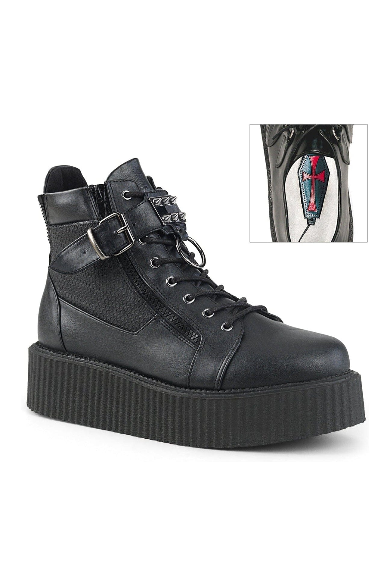 V-CREEPER-566 Black Vegan Leather Creeper