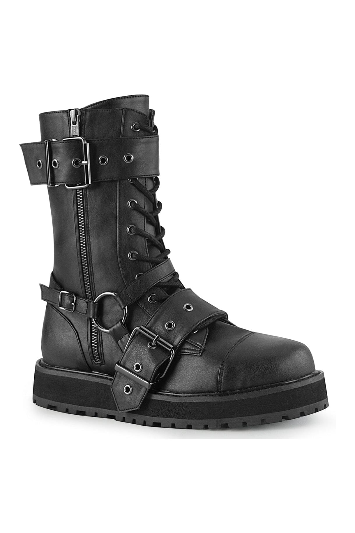 VALOR-220 Black Vegan Leather Knee Boot