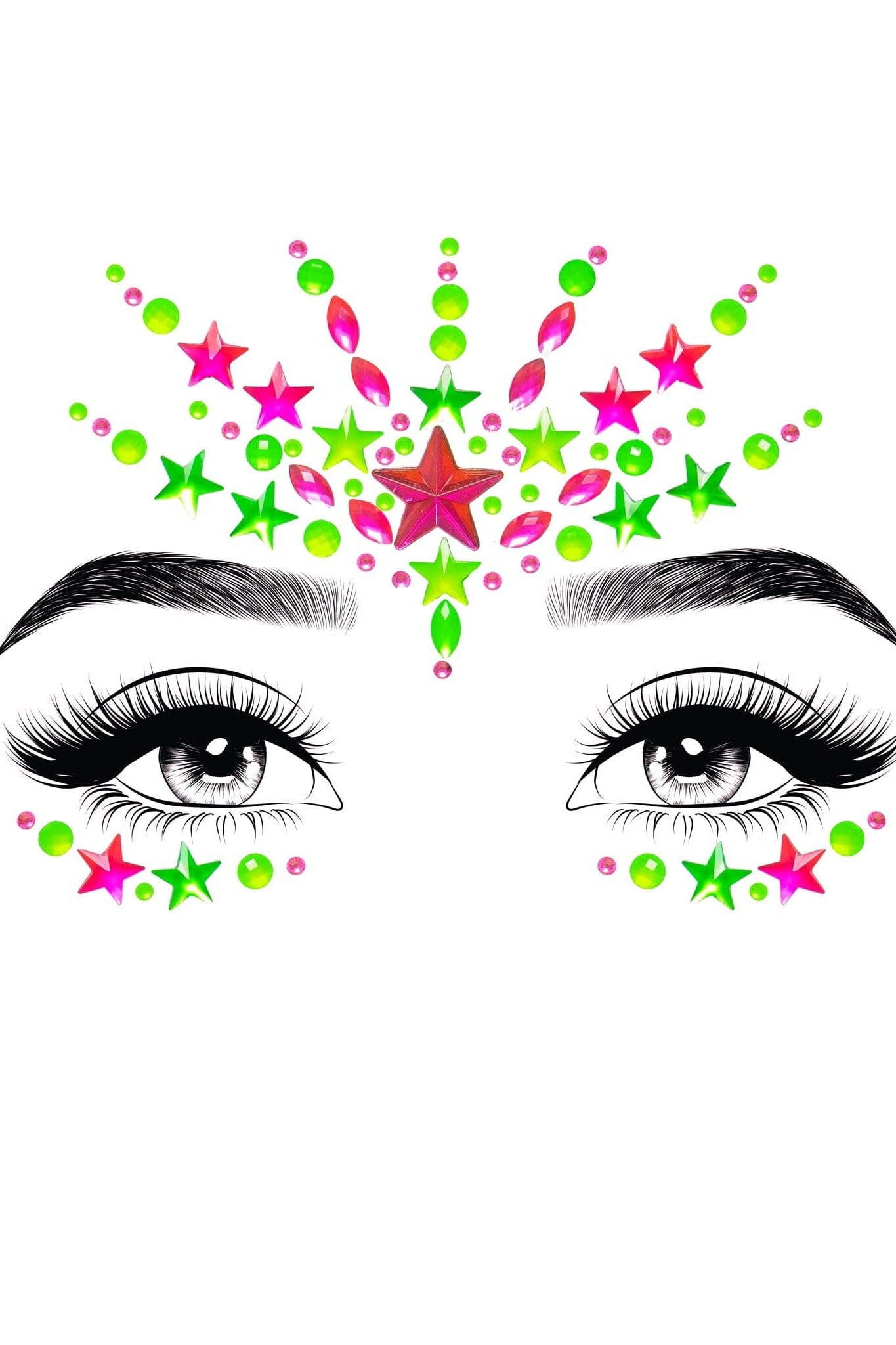 Vibe Neon Adhesive Black Light Face Jewel Sticker And 2 Body Glitter Packets