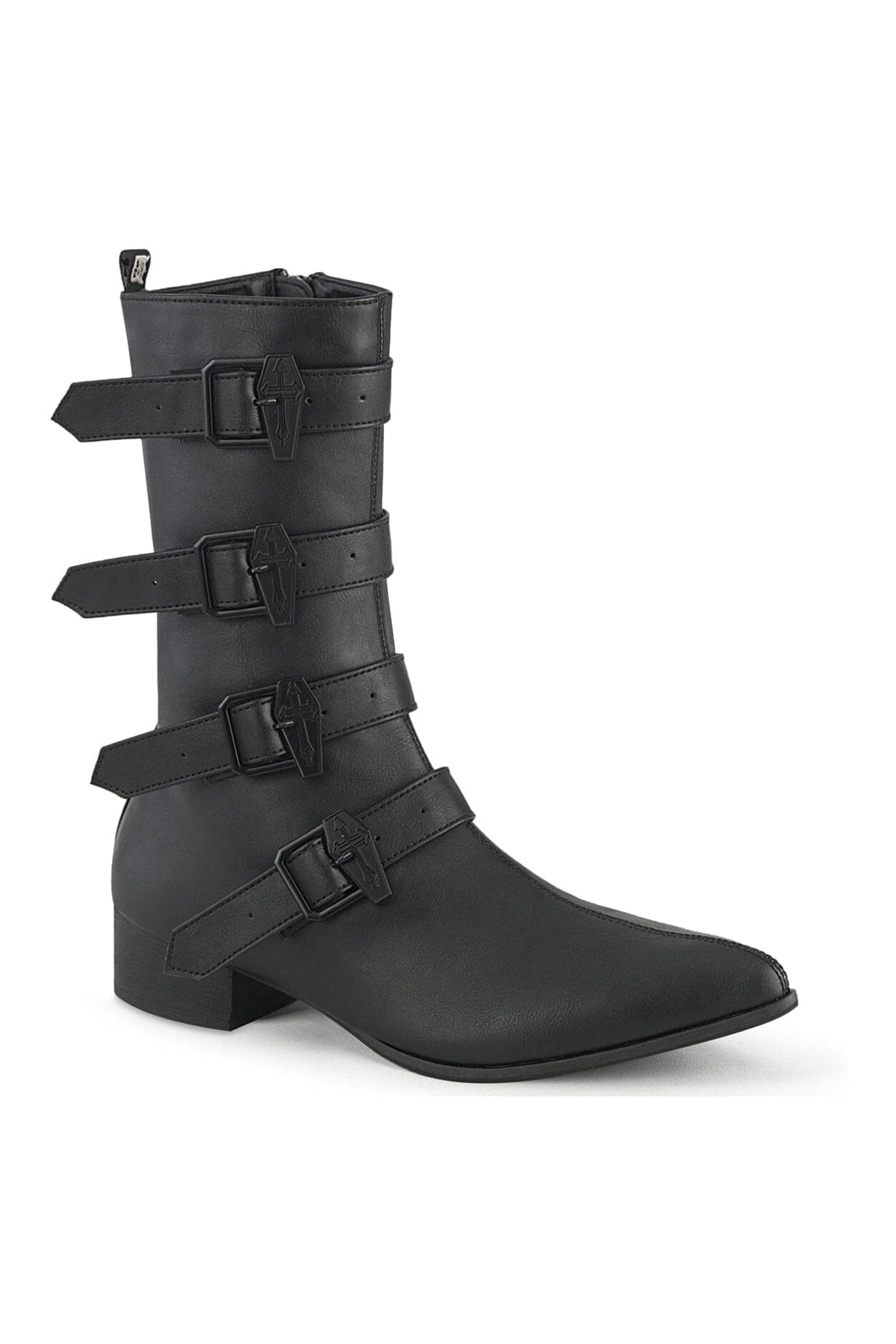 WARLOCK-110-C Black Vegan Leather Knee Boot