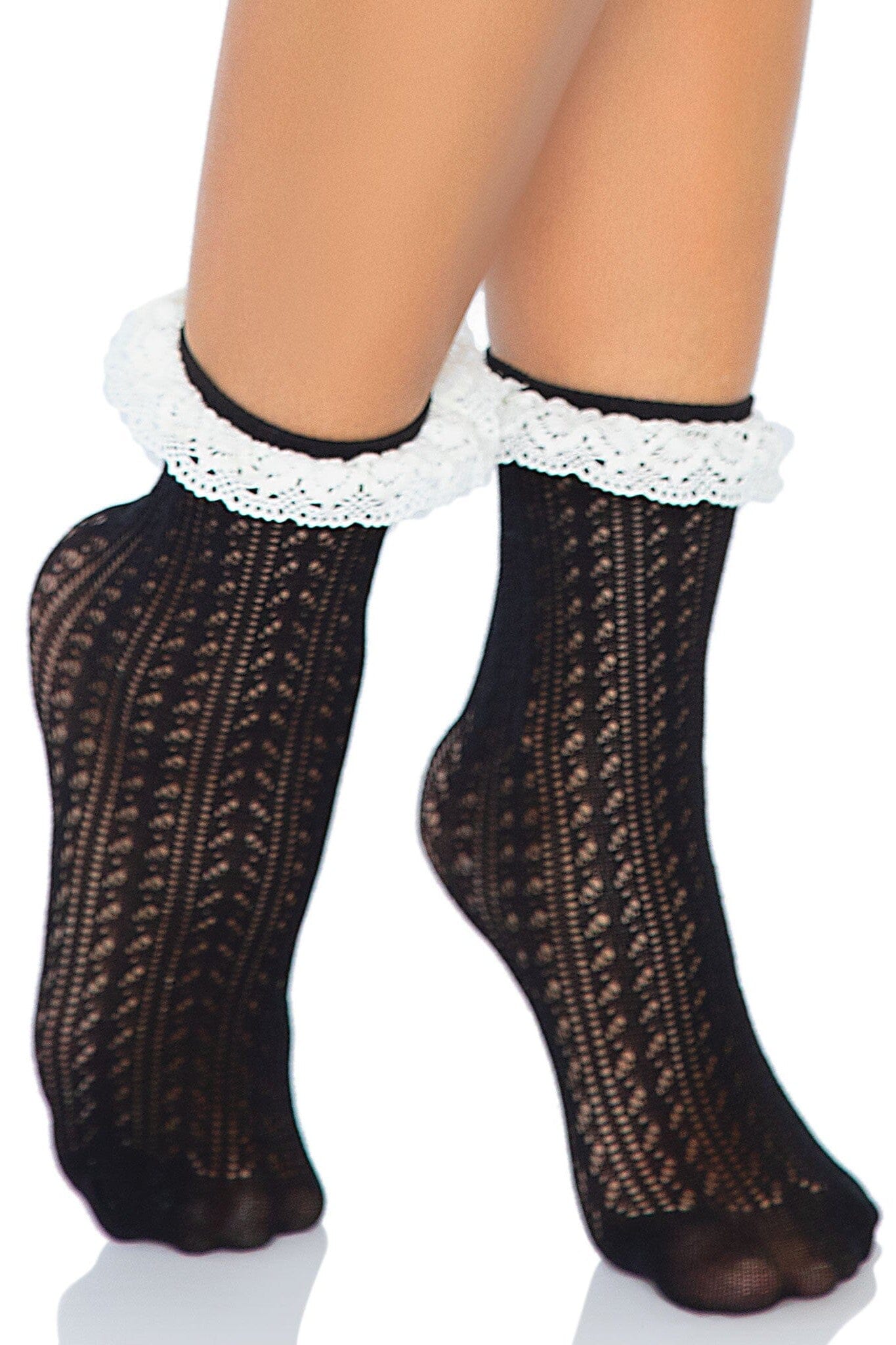 Zig Zag Crochet Eyelet Lace Ankle Socks