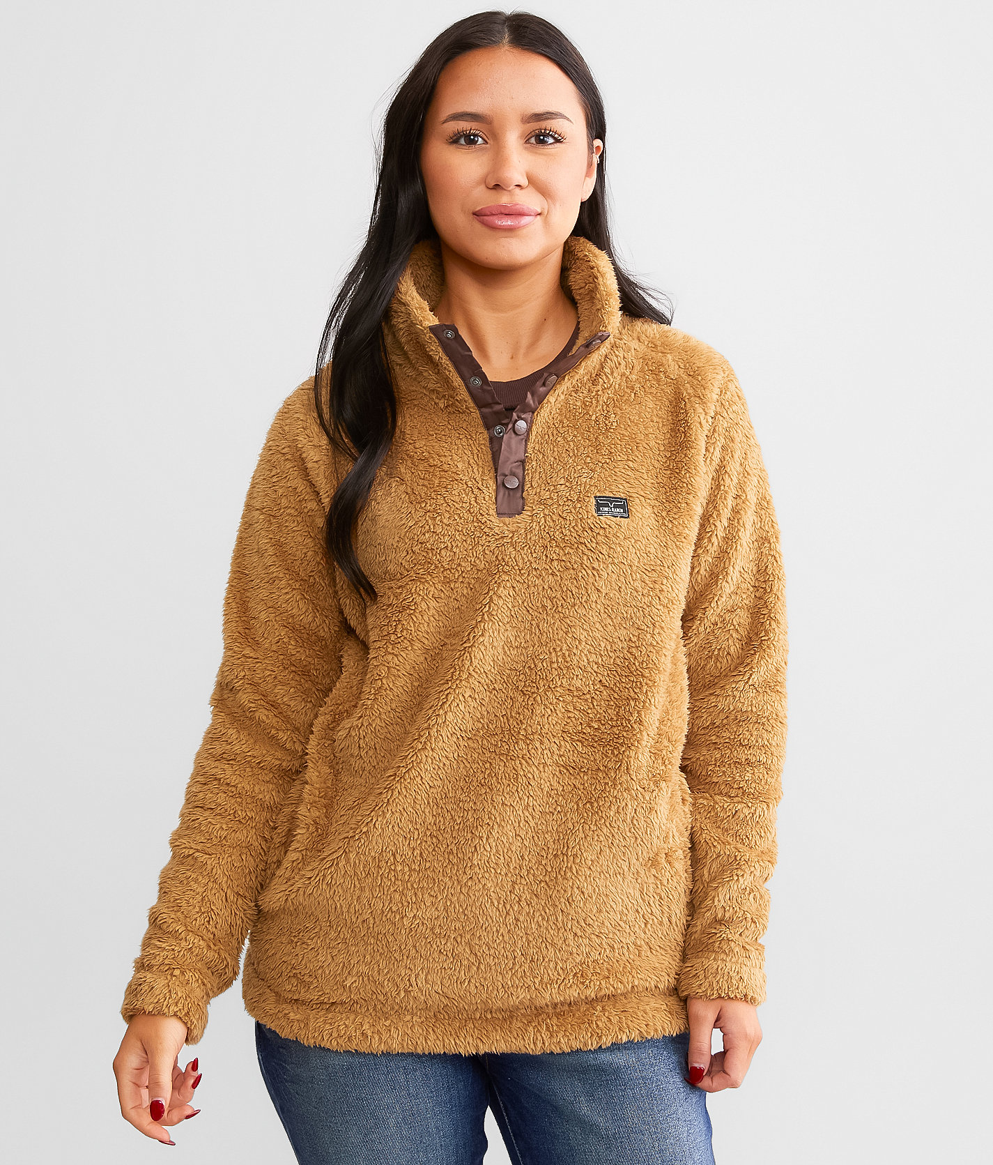 Kimes Ranch Fozzie Quarter Snap Sherpa Pullover - Women's Sweatshirts in Camel
