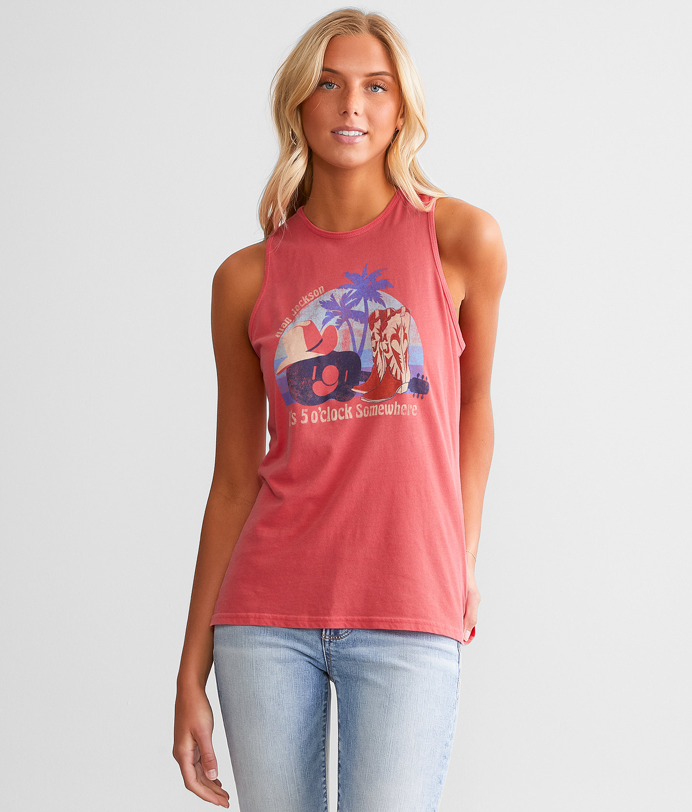 Goodie Two Sleeves Alan Jackson Band Tank Top - Women's Tank Tops in Heather Red Alert