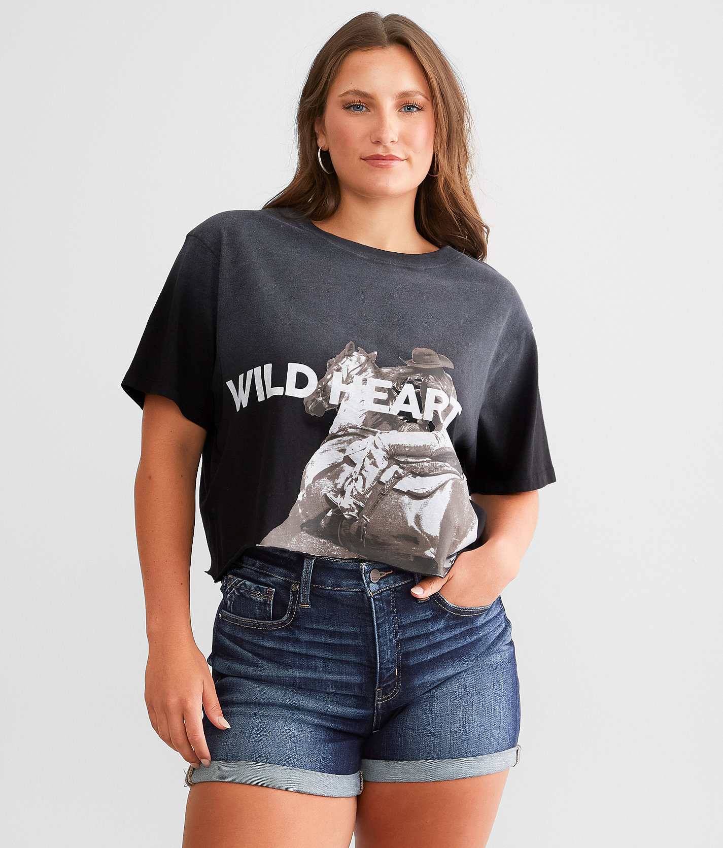 Modish Rebel Wild Heart T-Shirt - Women's T-Shirts in Washed Black