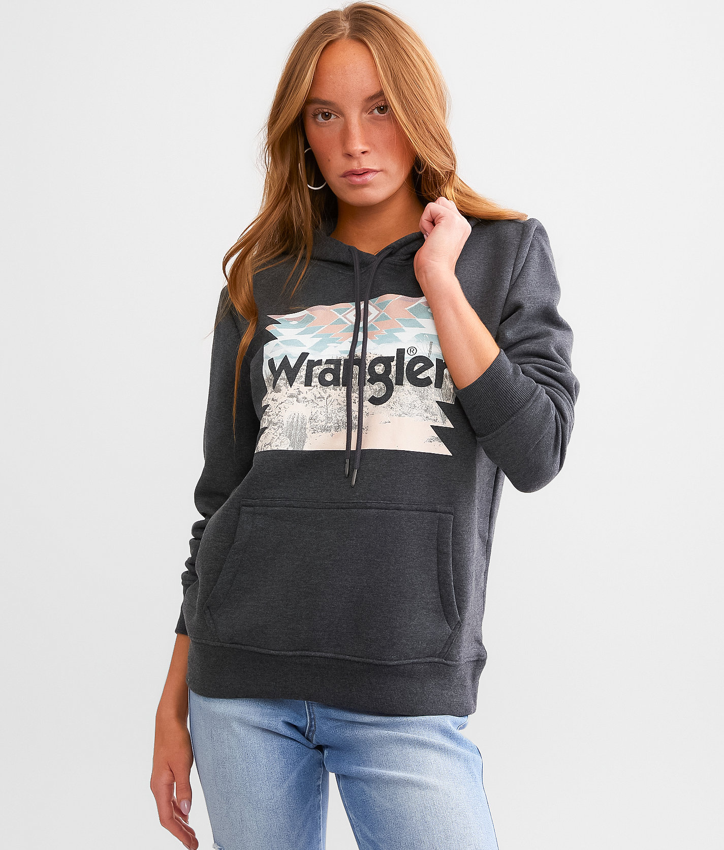 Wrangler® Retro Logo Hooded Sweatshirt - Women's Sweatshirts in Jet Black