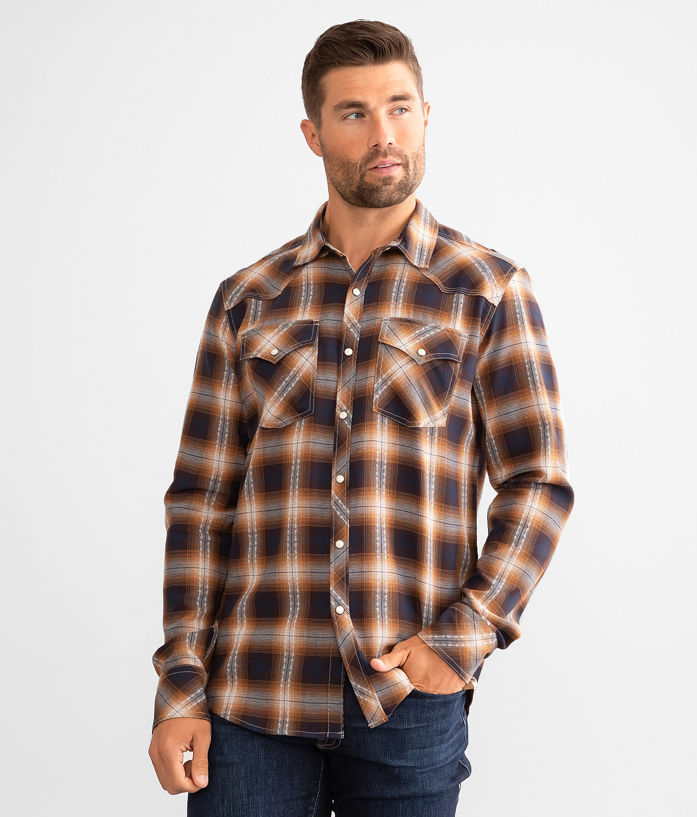Gentry County Plaid Athletic Shirt - Men's Shirts in Navy Tobacco