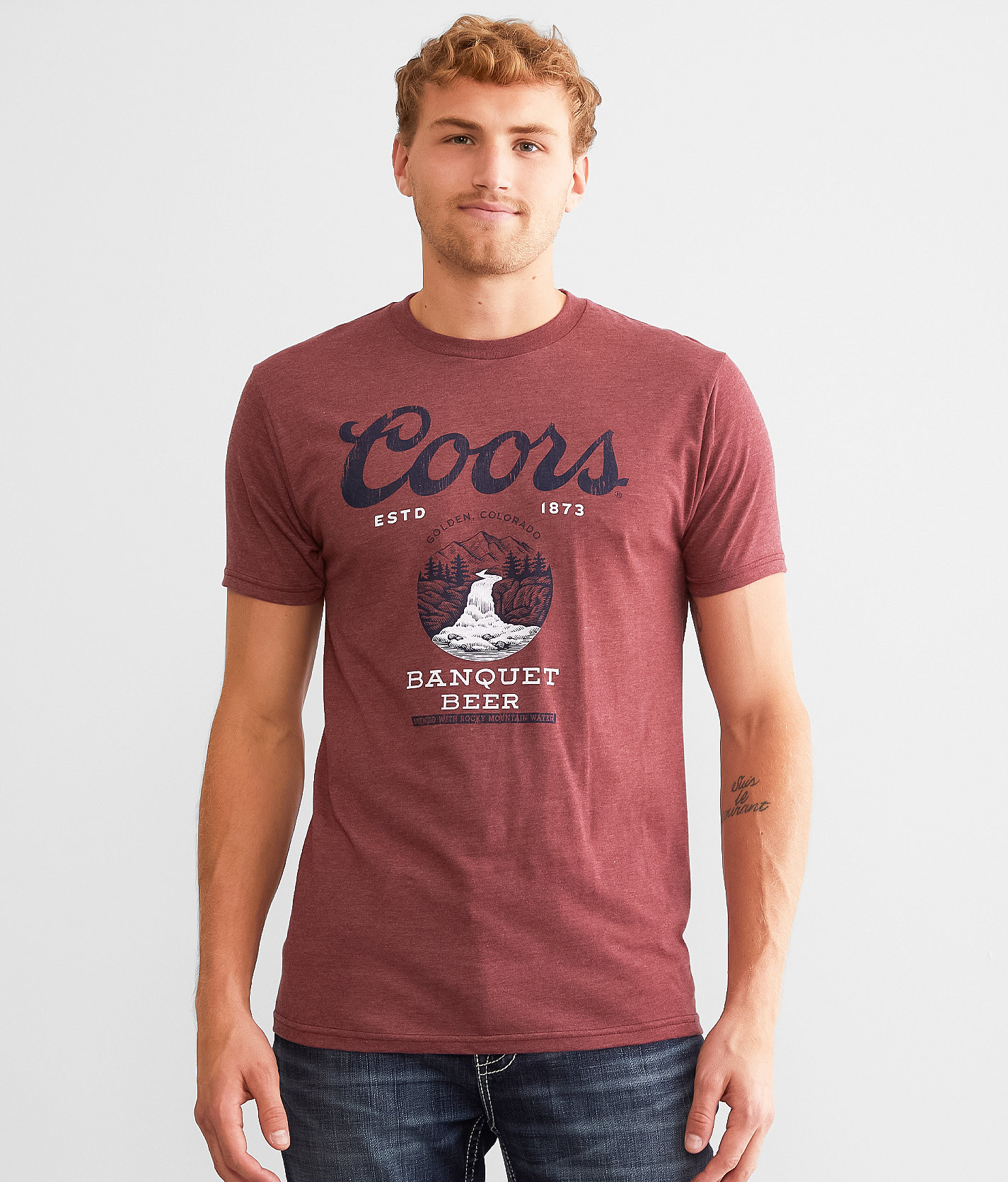 tee luv Coors® Banquet Beer T-Shirt - Men's T-Shirts in Burgundy Heather