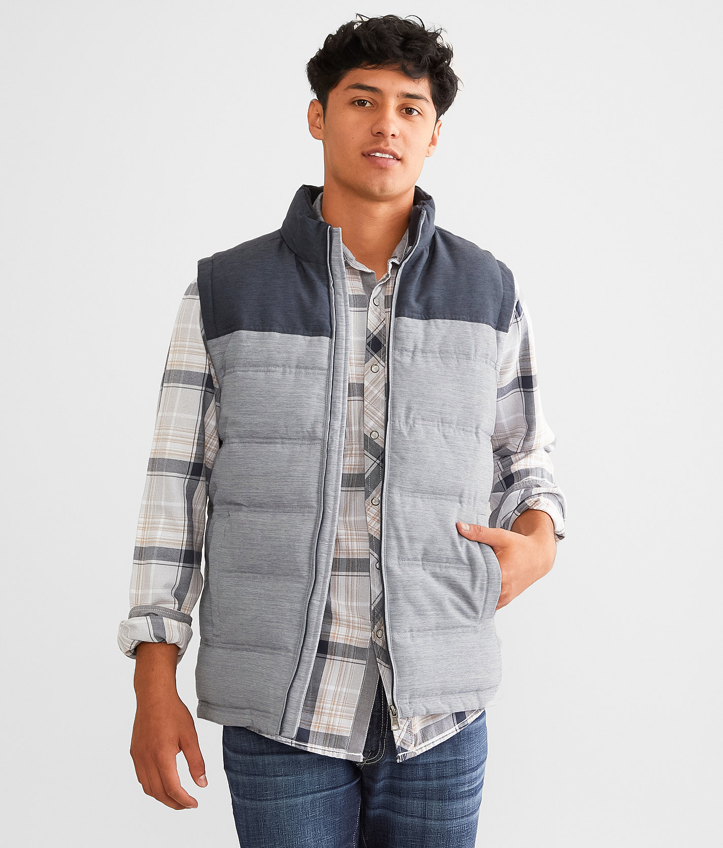 BKE Marled Puffer Vest - Men's Coats & Jackets in Navy Alloy