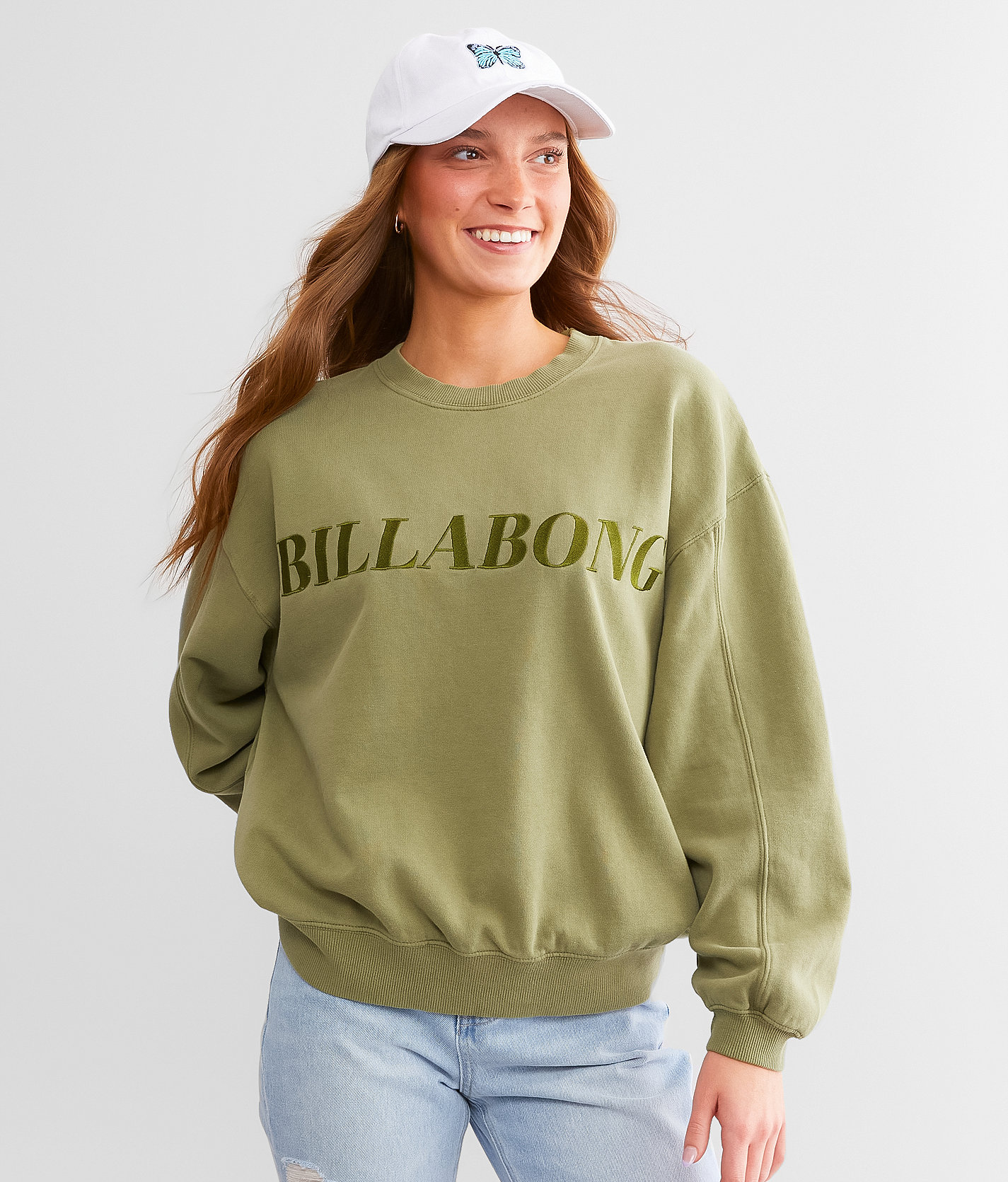 Billabong Baseline Kendall Oversized Pullover - Women's Sweatshirts in Evergreen