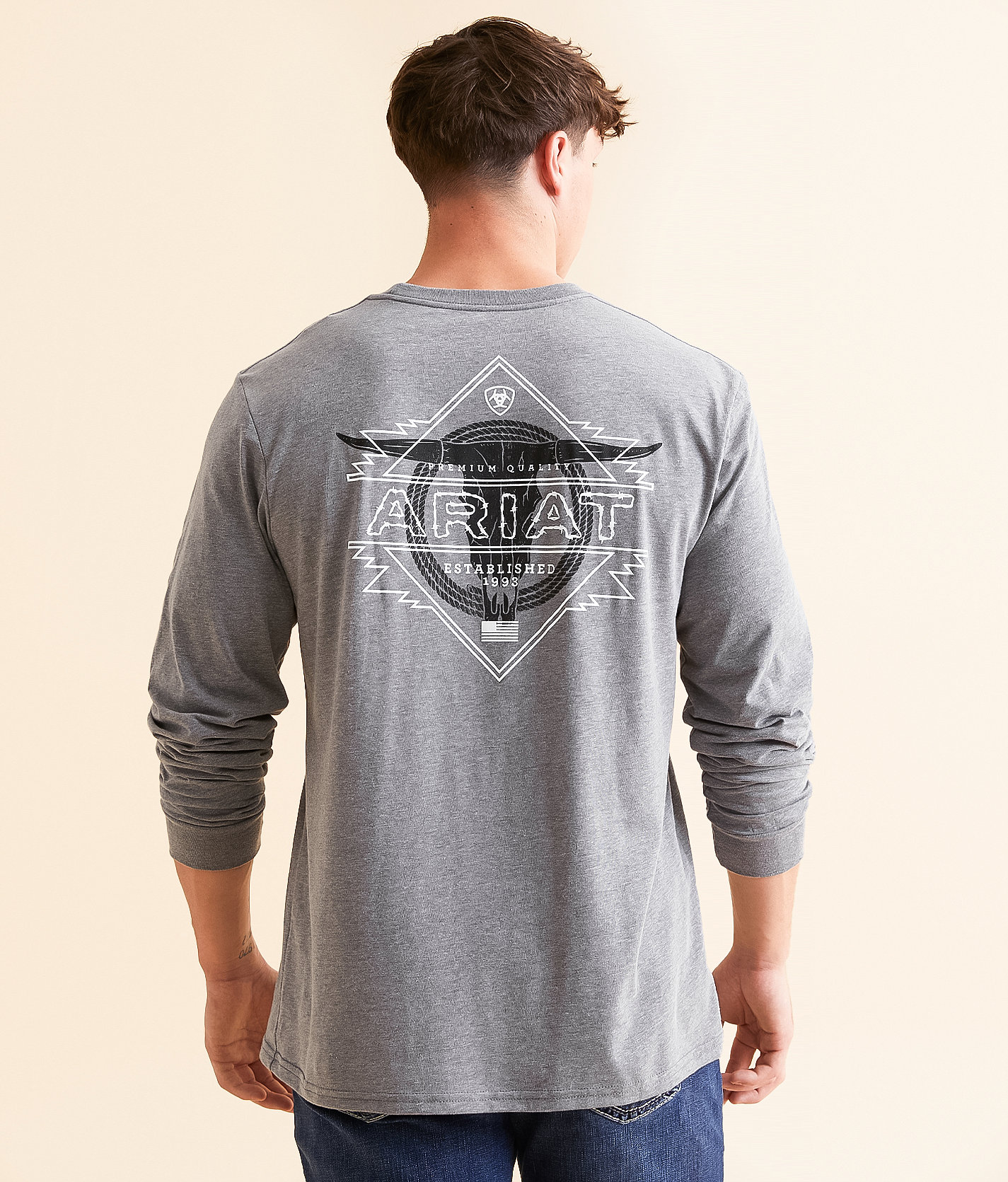 Ariat Badlands Longhorn T-Shirt - Men's T-Shirts in Athletic Heather