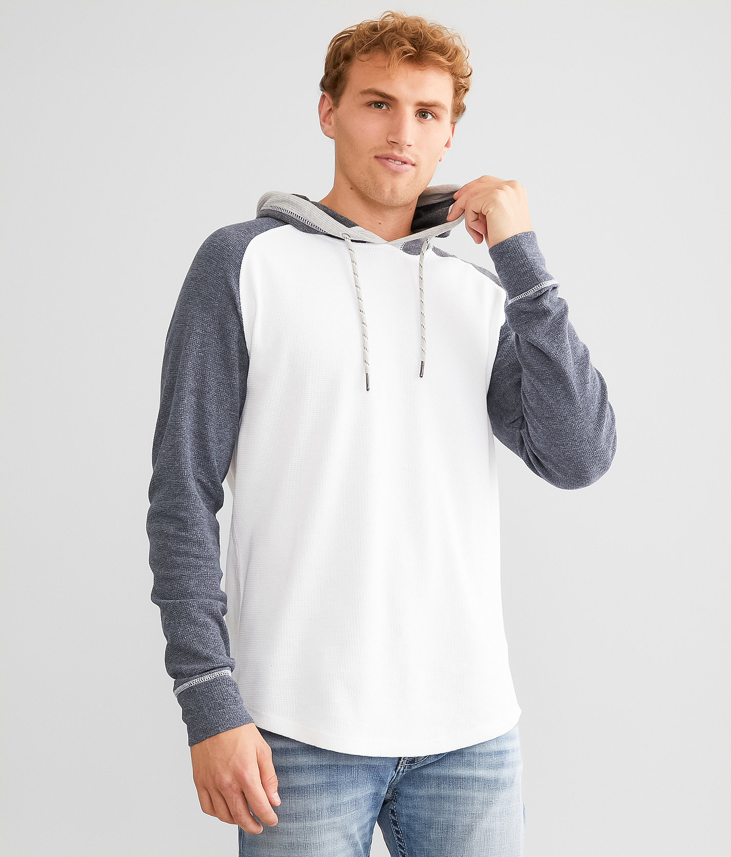 BKE Raglan Sleeve Hoodie - Men's Sweatshirts in Navy White