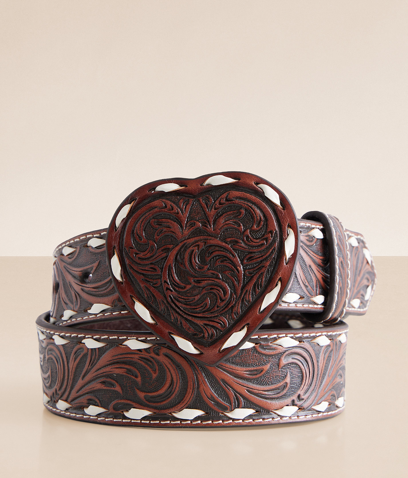 Angel Ranch Western Heart Leather Belt - Women's Belts in Brown
