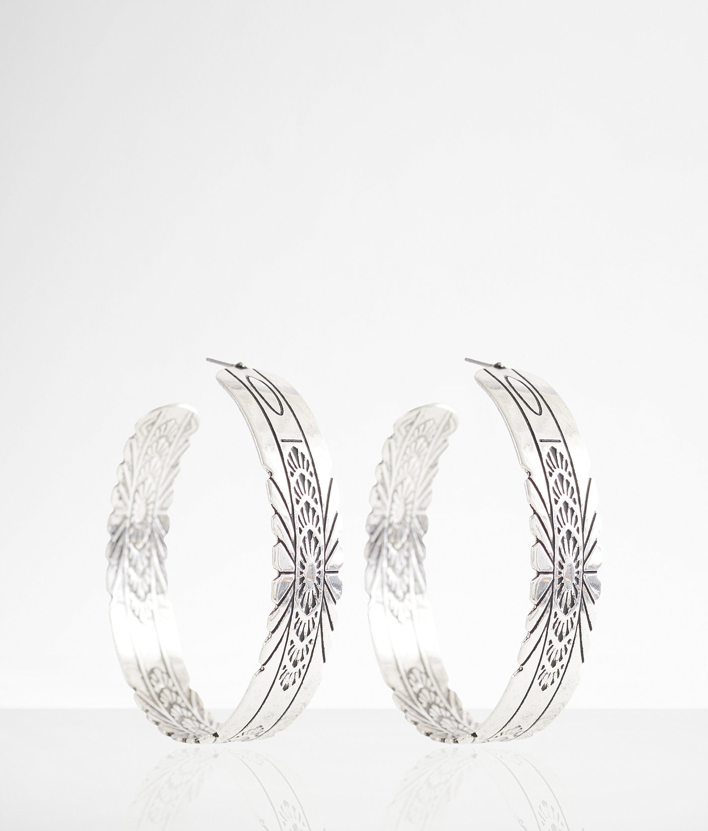 boutique by BKE Western Hoop Earring - Women's Jewelry in Silver