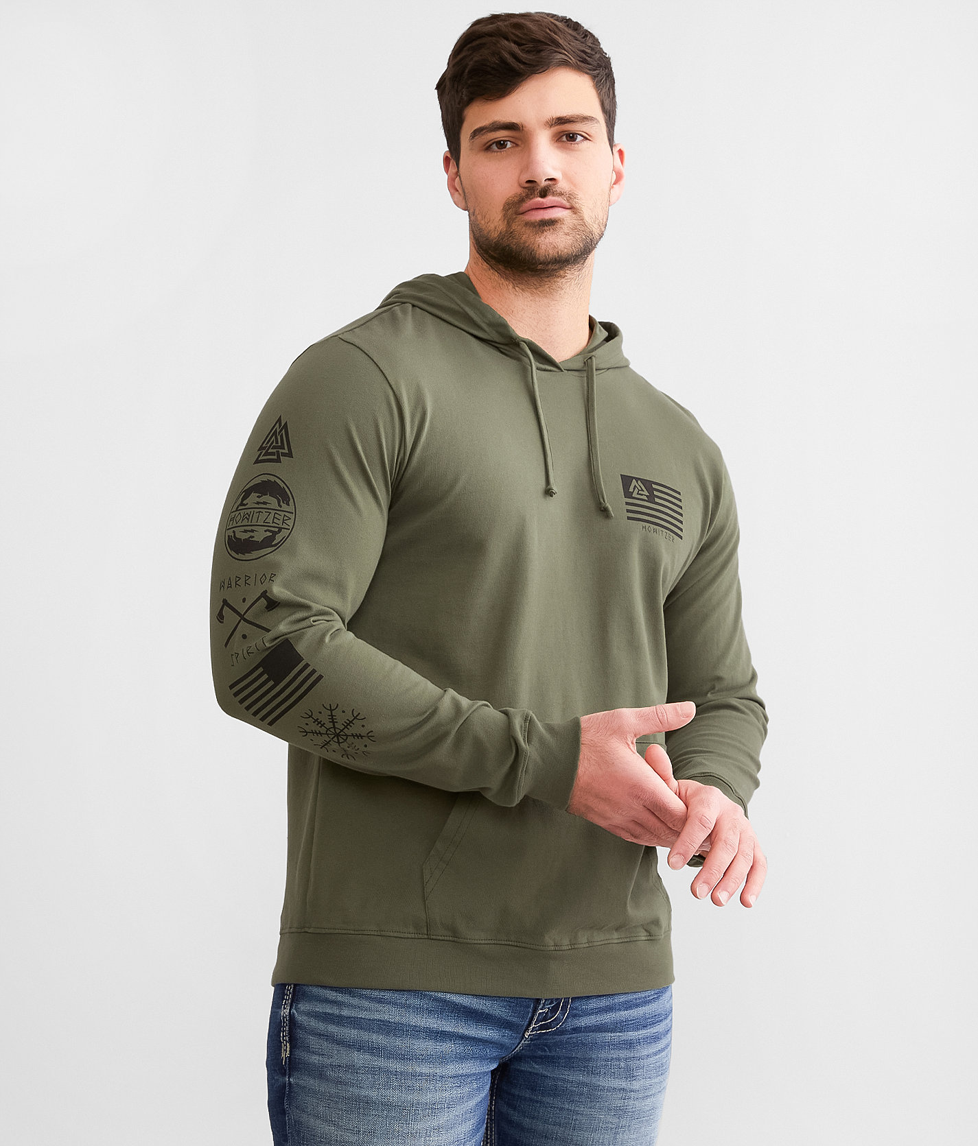 Howitzer Live Forever Hoodie - Men's Sweatshirts in Surplus Green