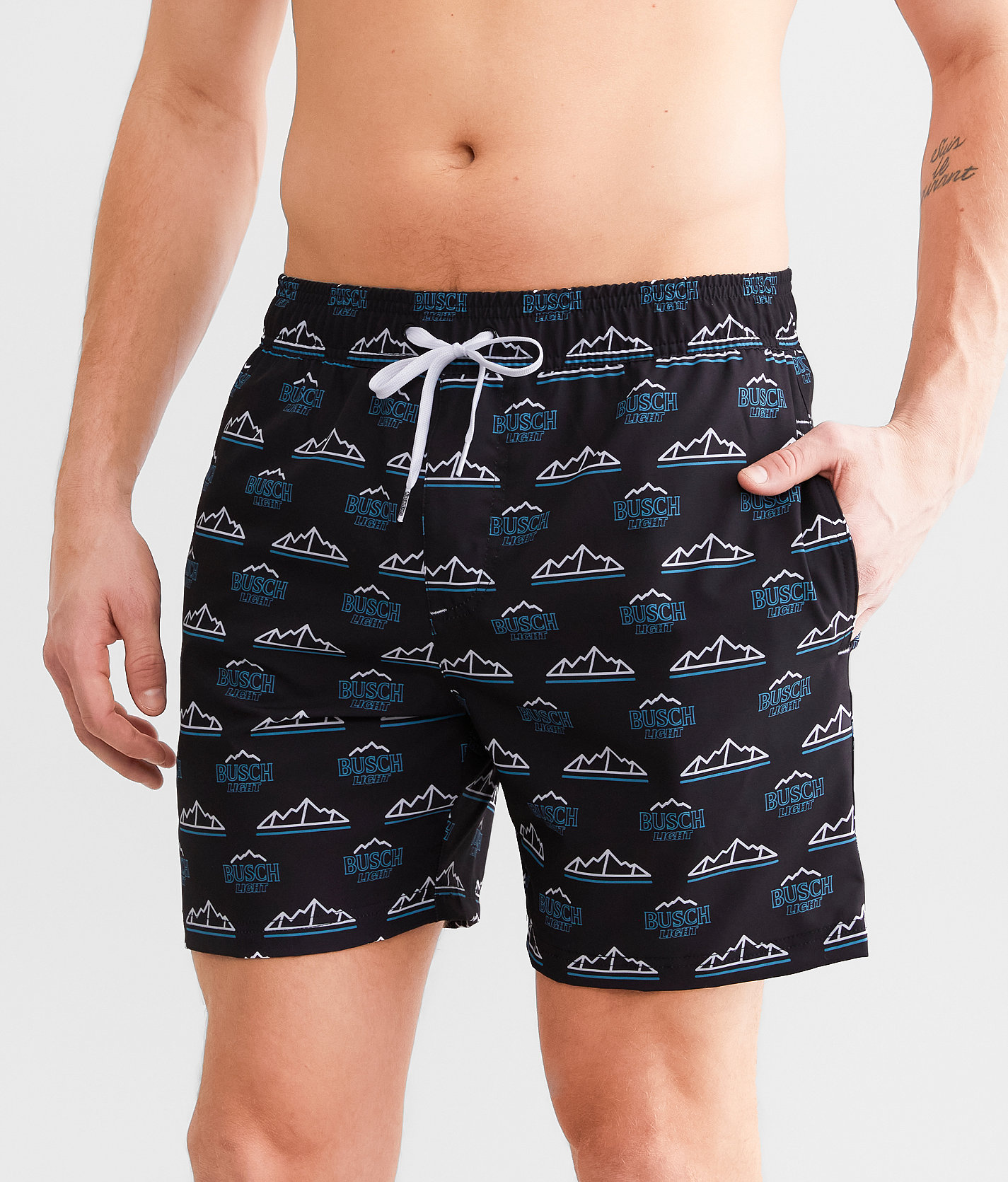 Tipsy Elves Busch Light Swim Trunks - Men's Swimwear in Black