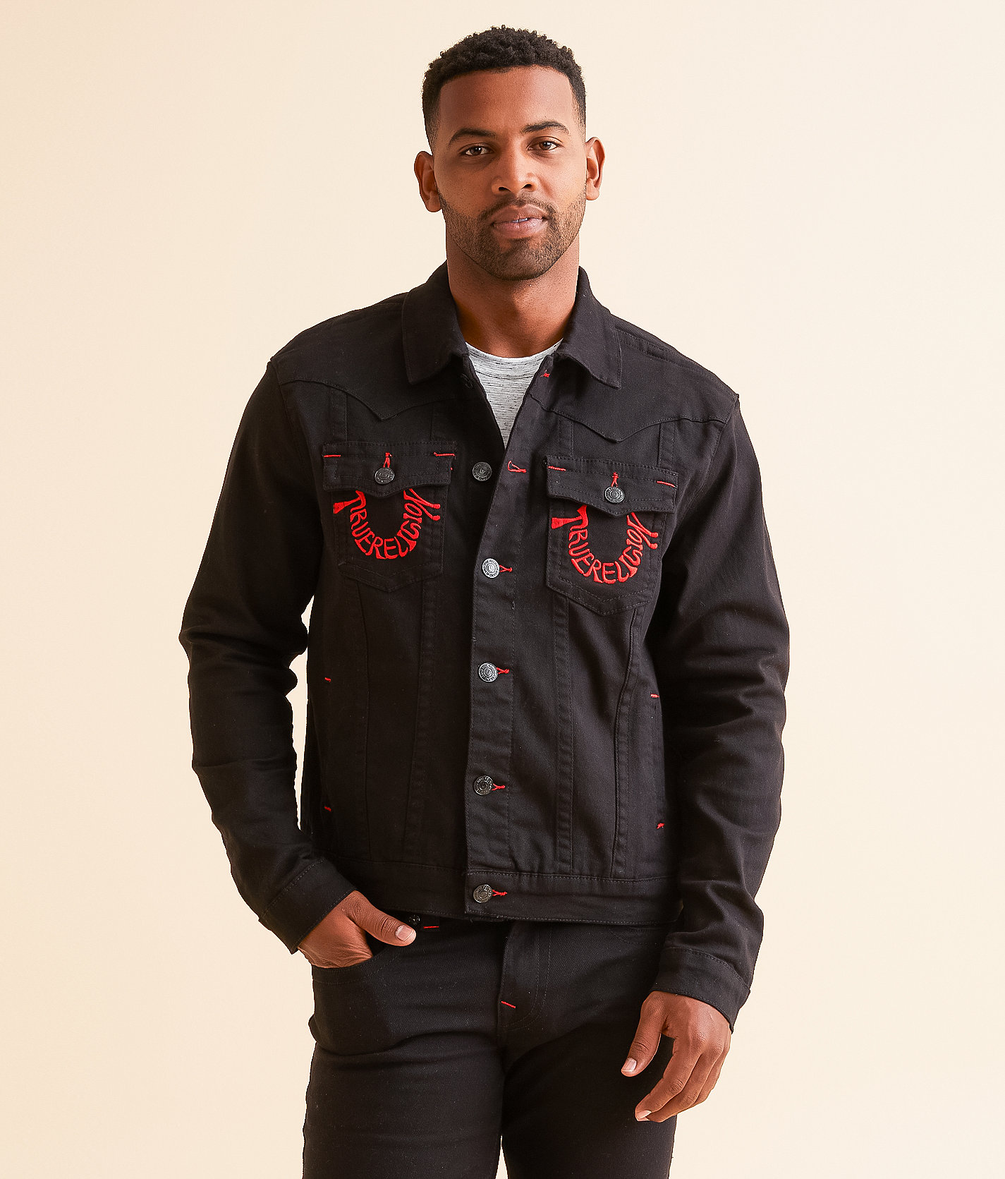 True Religion Jimmy Denim Stretch Jacket - Men's Coats & Jackets in Black Rinse