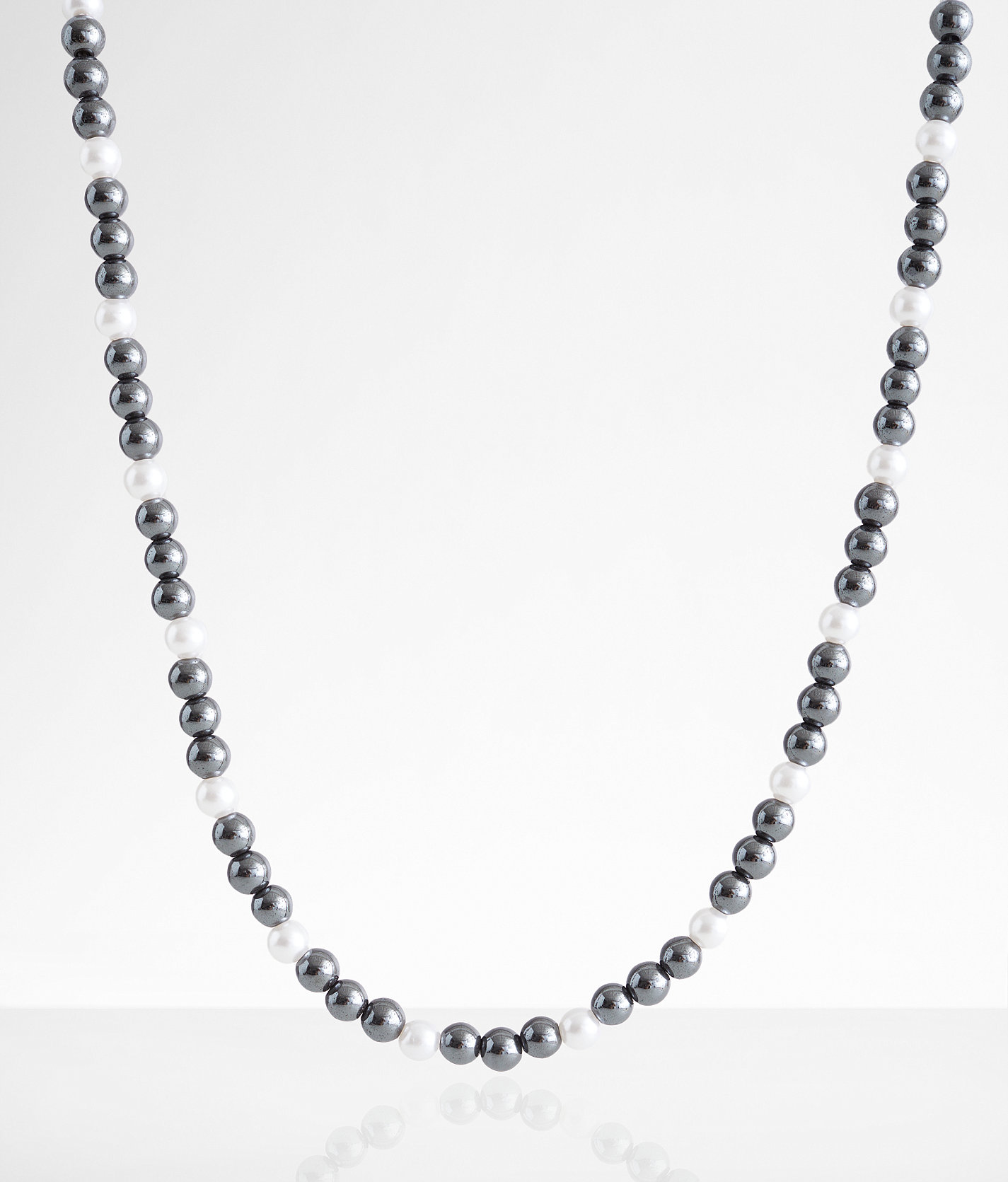 BKE Faux Pearl & Hematite 21" Necklace - Men's Jewelry in Hematite Pearl