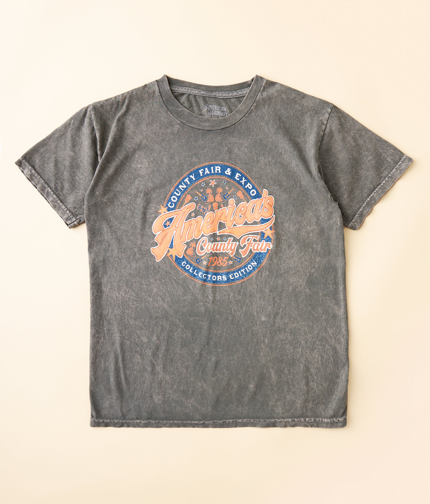 Girls - American Highway County Fair Oversized T-Shirt - Girl's T-Shirts in Charcoal Lava Wash