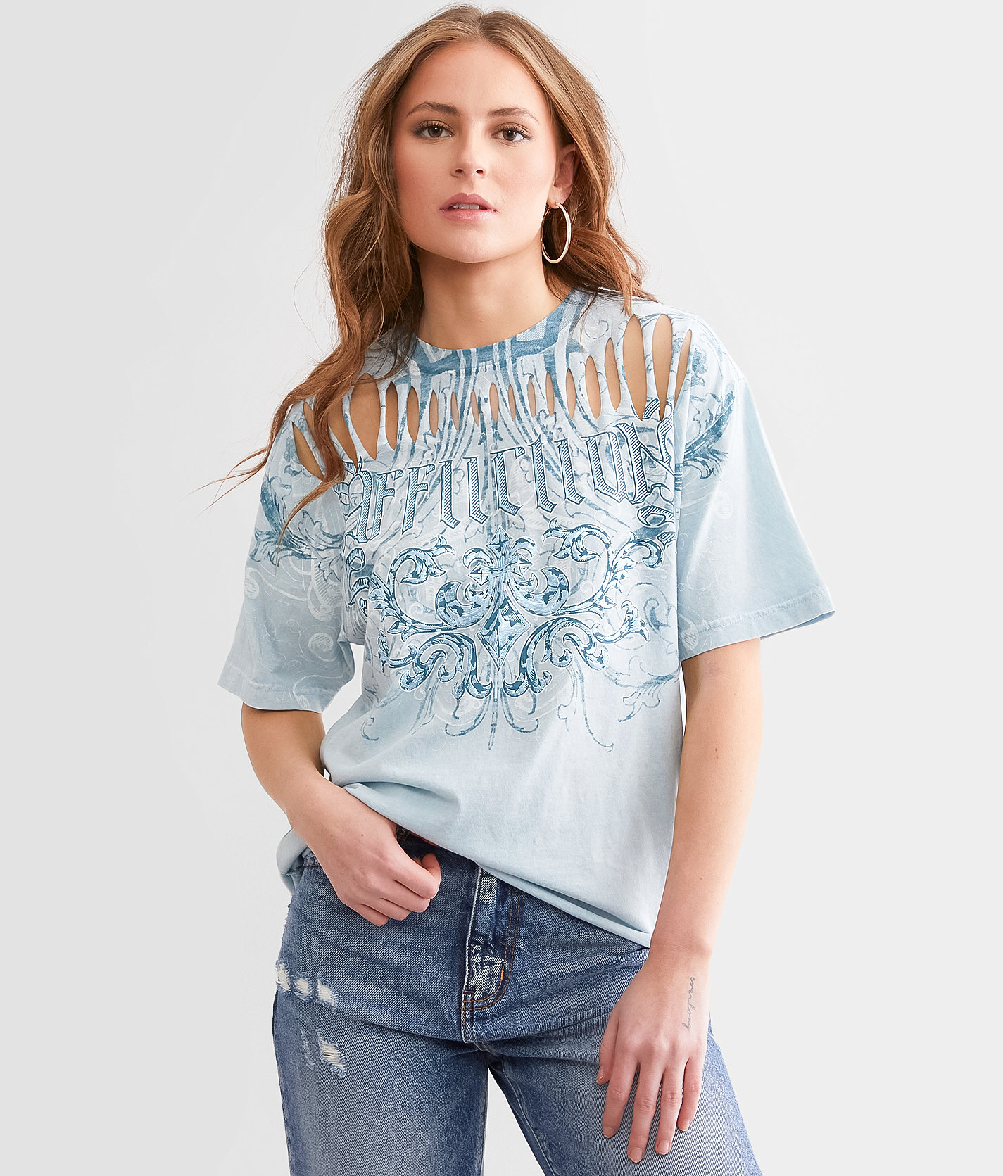 Affliction Artifact T-Shirt - Women's T-Shirts in Slate Lava Wash