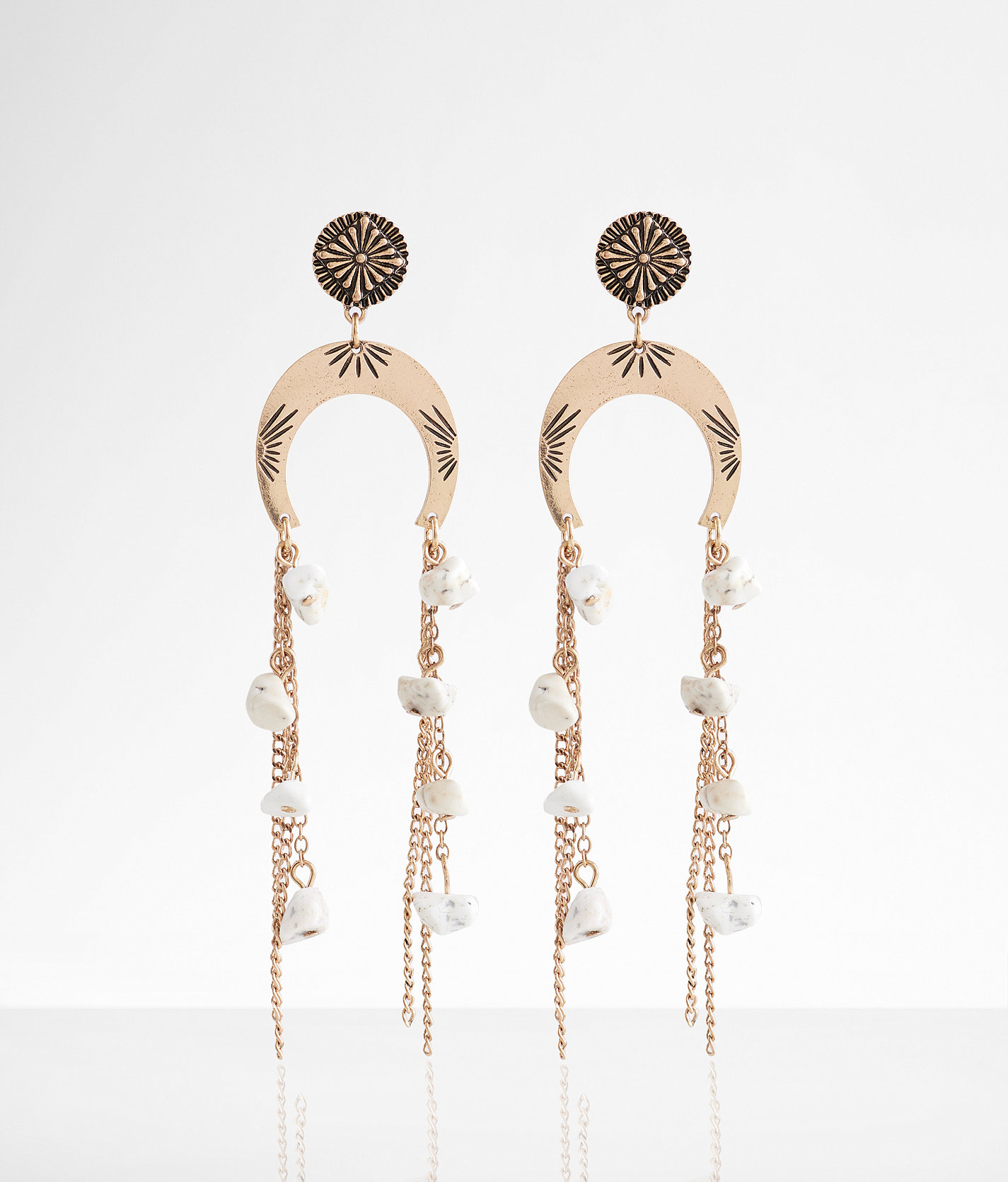 boutique by BKE Stone & Fringe Earring - Women's Jewelry in Burnished Gold Cream