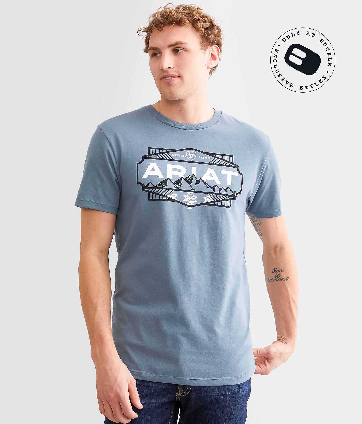 Ariat Casa Grande Lockup T-Shirt - Men's T-Shirts in Light Denim