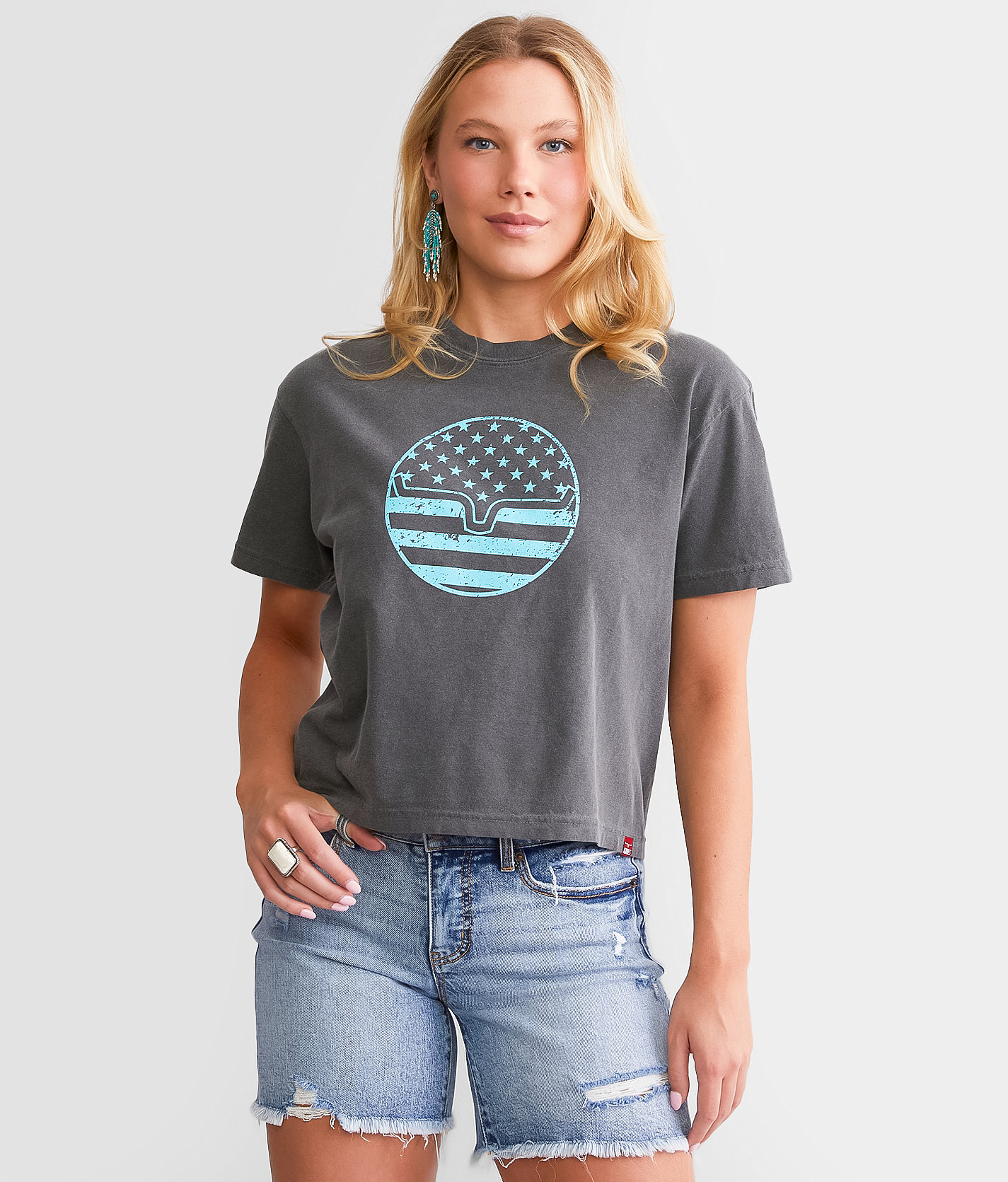 Kimes Ranch American Bullseye Cropped T-Shirt - Women's T-Shirts in Washed Black