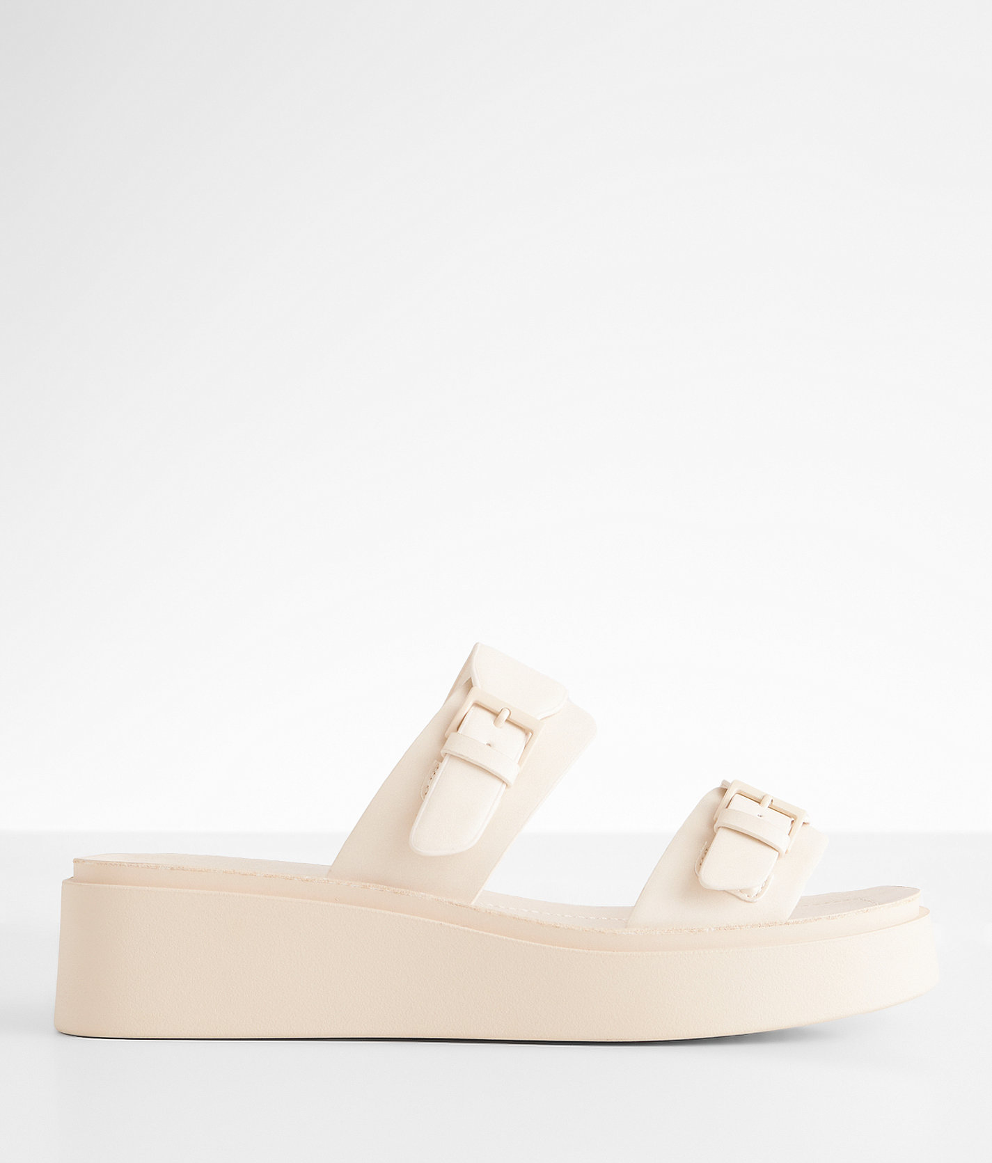 Soda Deals Double Buckle Platform Sandal - Women's Shoes in Ivory