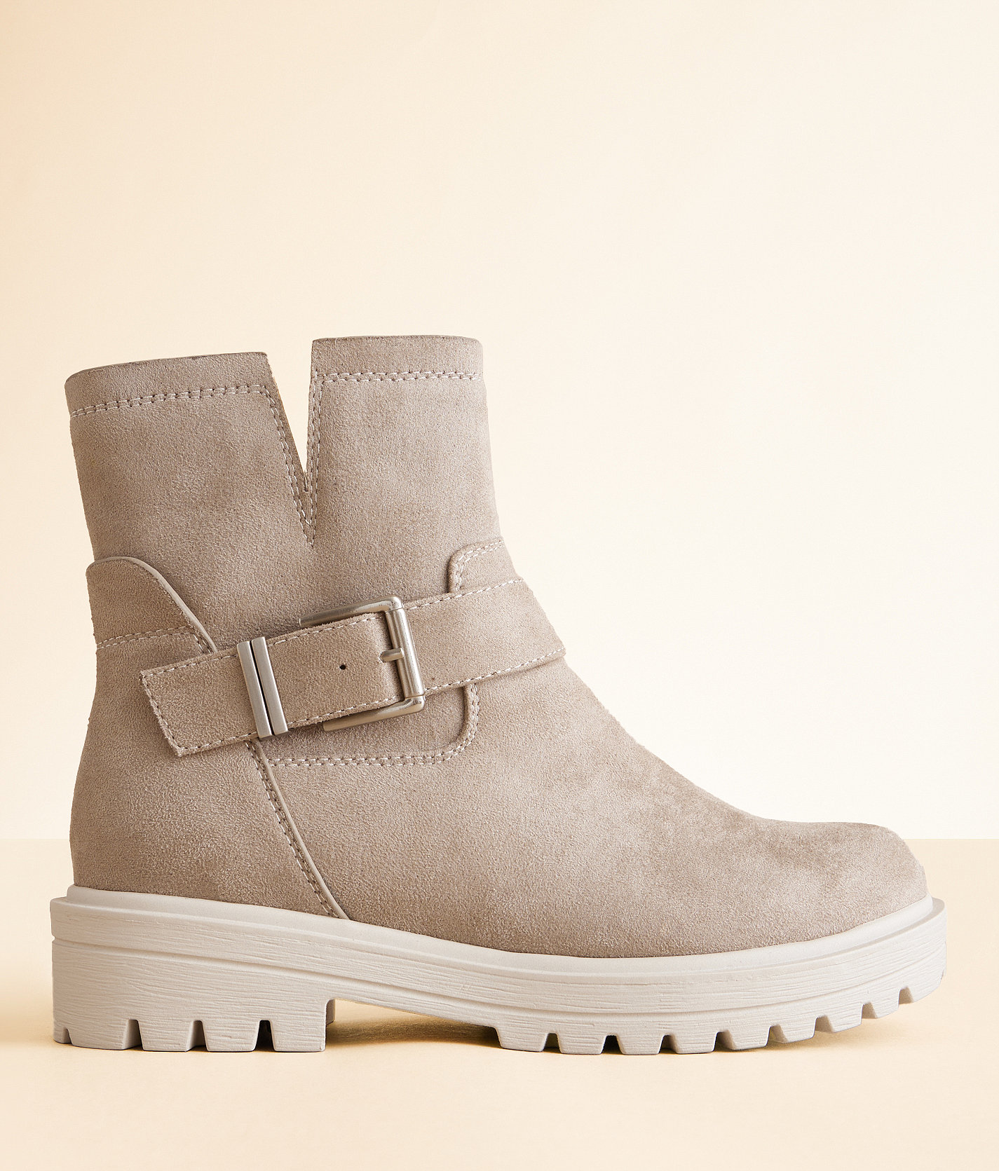 Soda Brenda Lug Ankle Boot - Women's Shoes in Grey