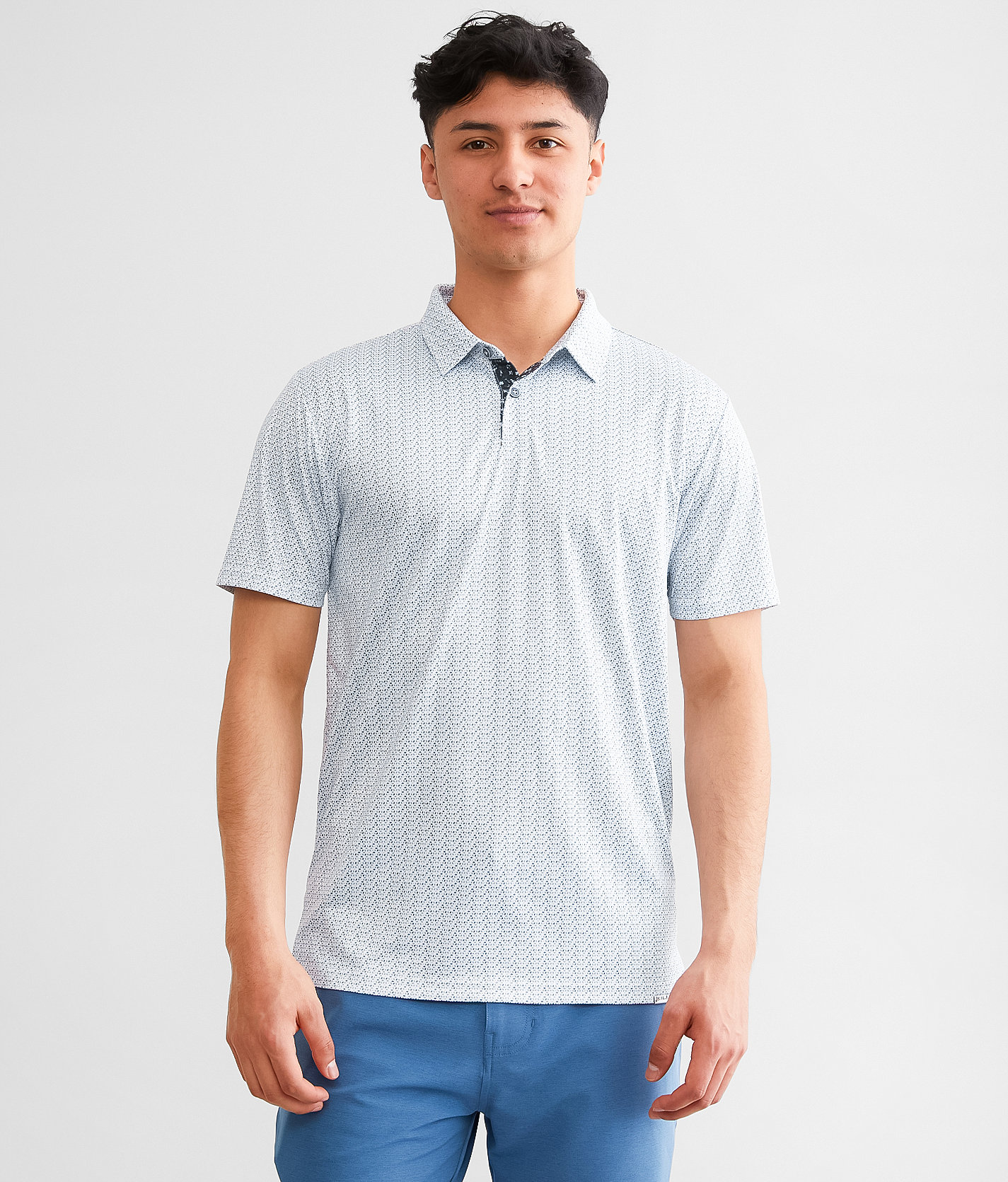 J.B. Holt Lio Performance Polo - Men's Polos in White Blue