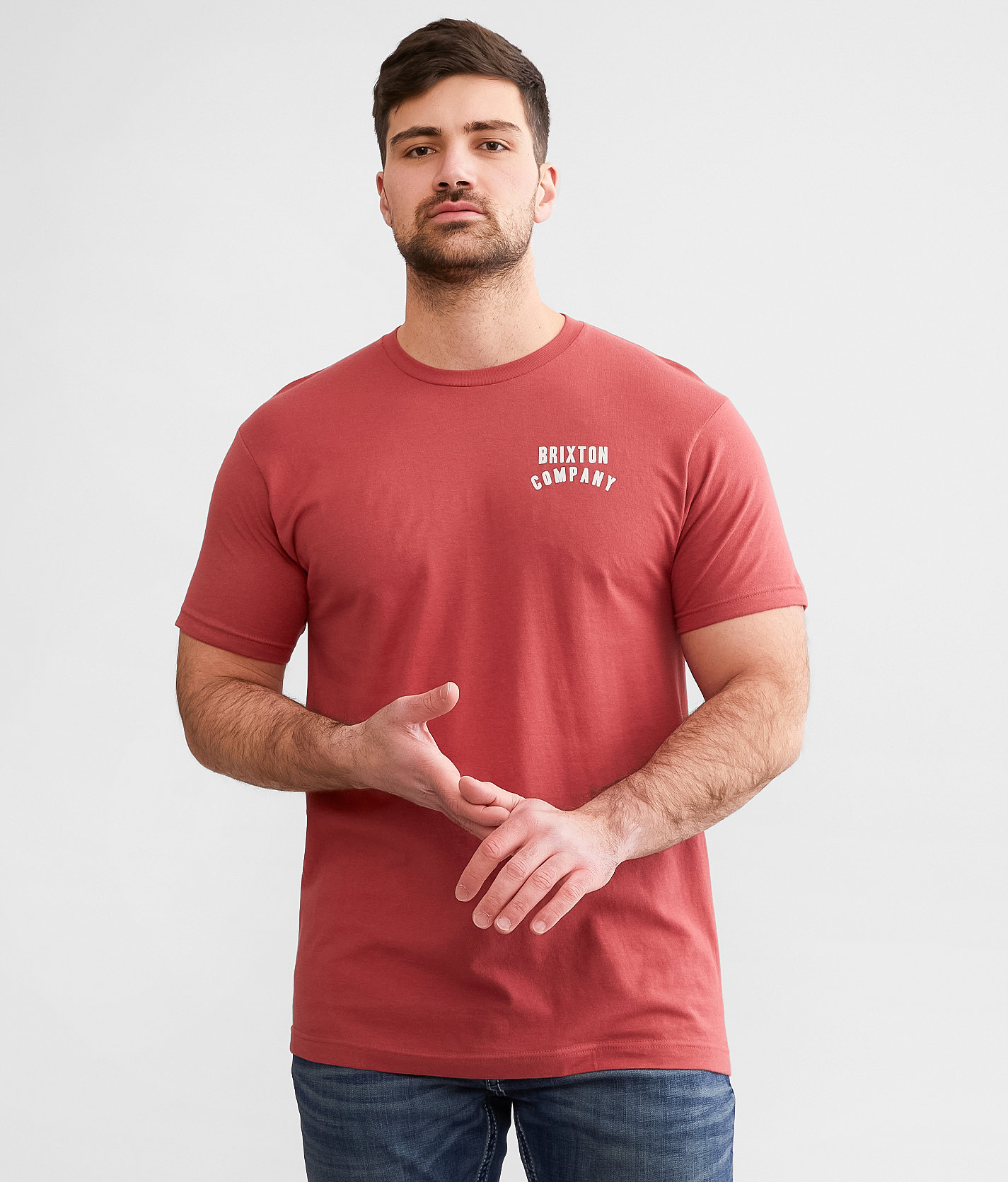 Brixton Woodburn T-Shirt - Men's T-Shirts in Terracotta White