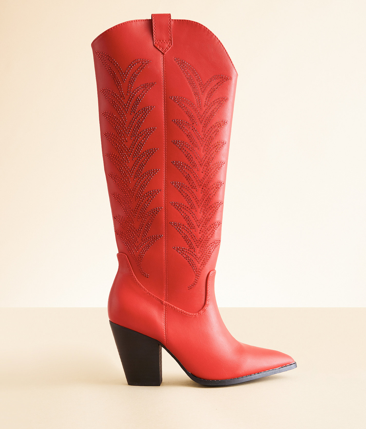 Beast Fashion Autumn Glitz Western Boot - Women's Shoes in Red