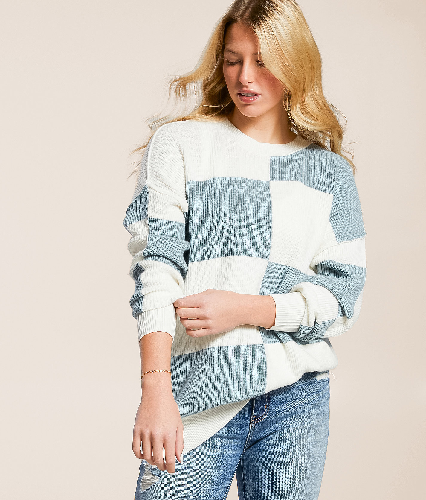 BKE Color Block Sweater - Women's Sweaters in Birch Abyss