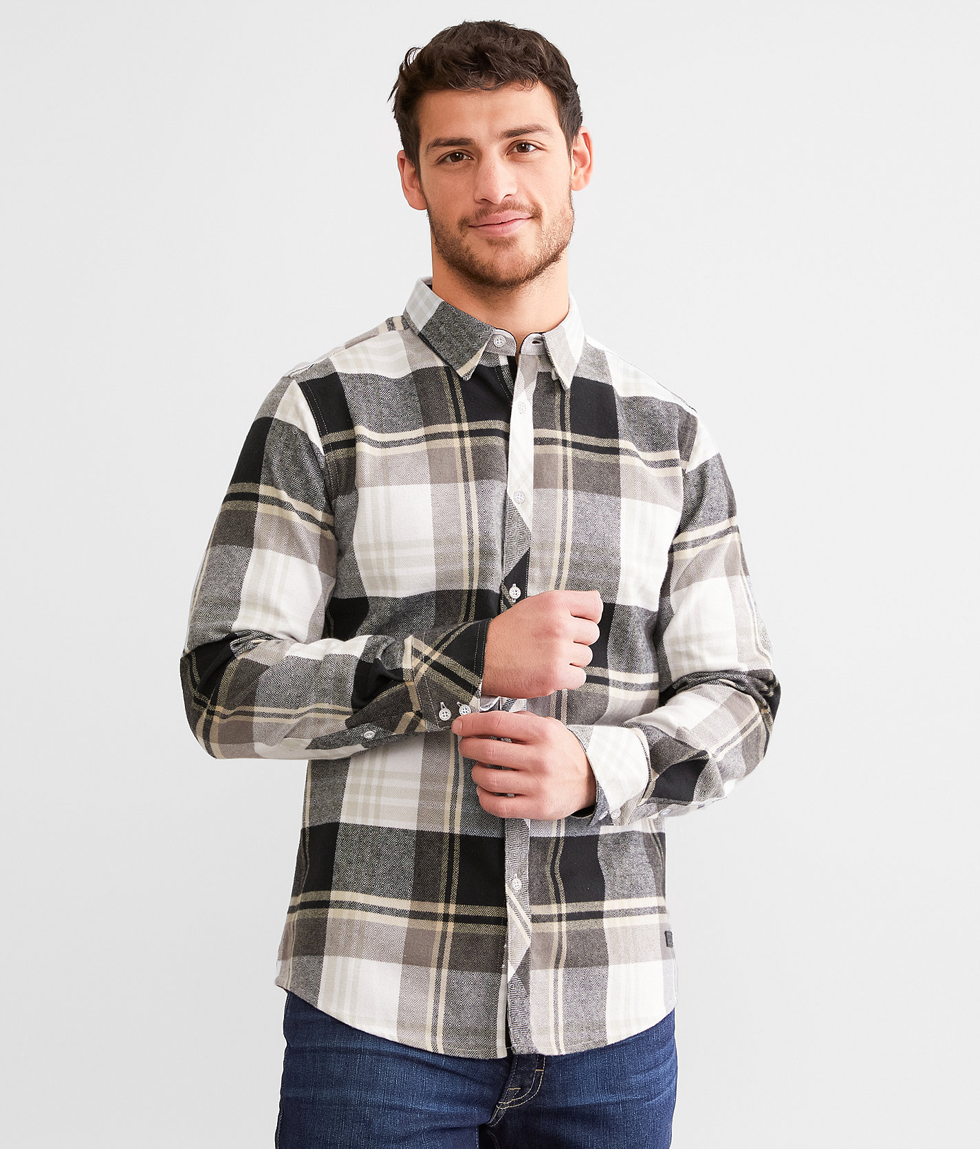 Outpost Makers Plaid Flannel Shirt - Men's Shirts in White Black Tan