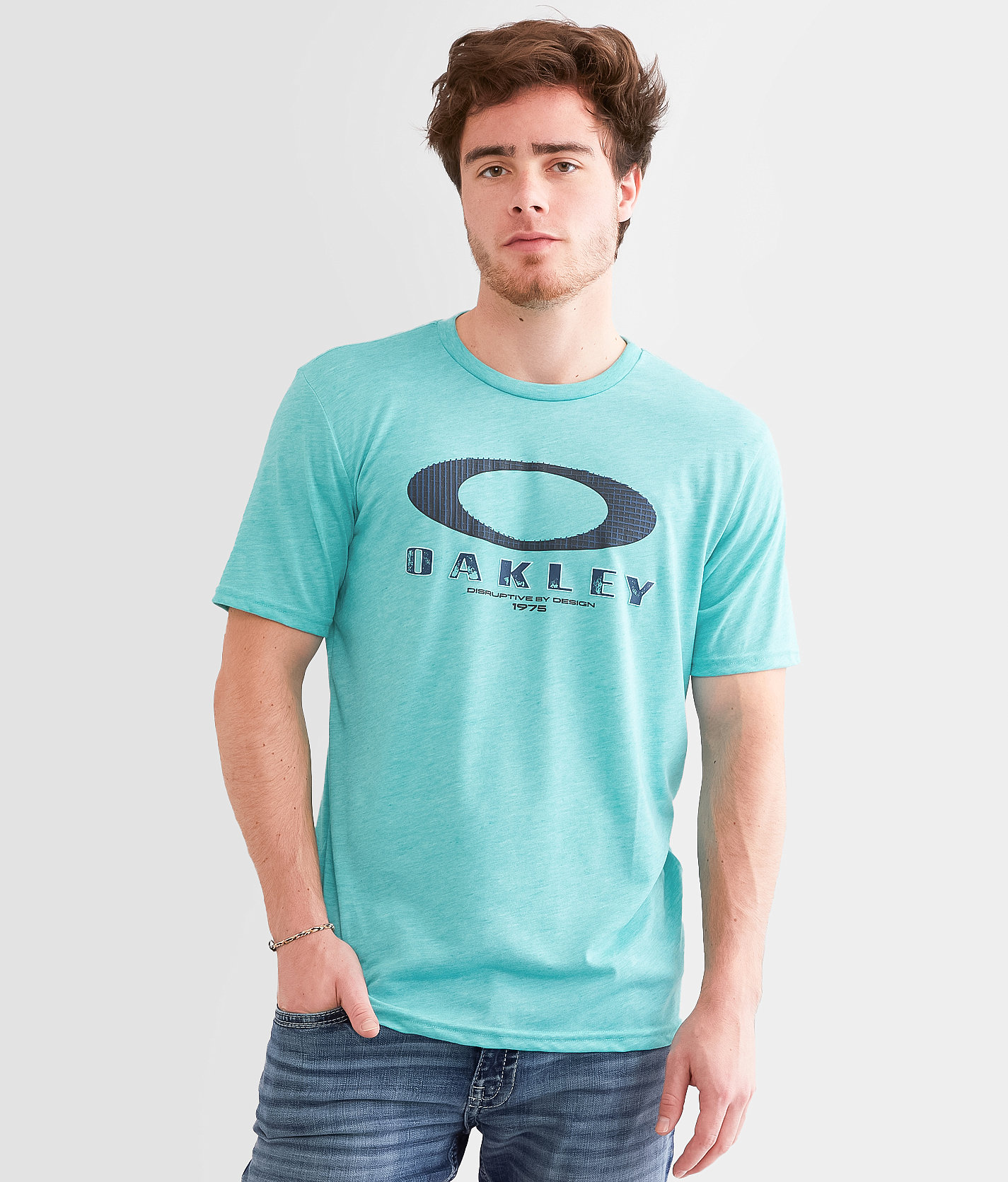 Oakley Offset Grid Bark O Hydrolix™ T-Shirt - Men's T-Shirts in Viridian Lt Hthr Ohydro