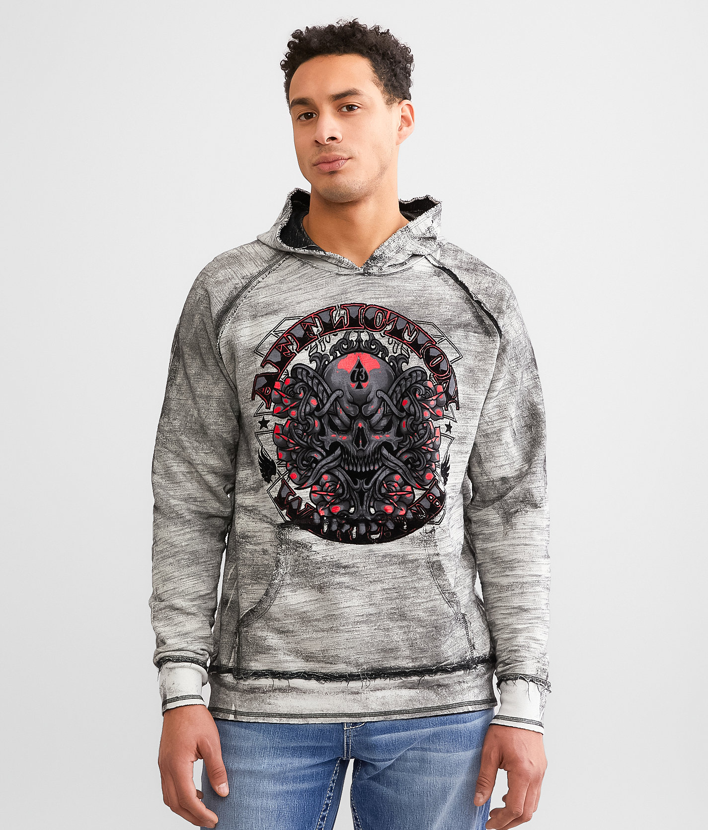 Affliction American Customs Destruction Reversible Hoodie - Men's Sweatshirts in White Black