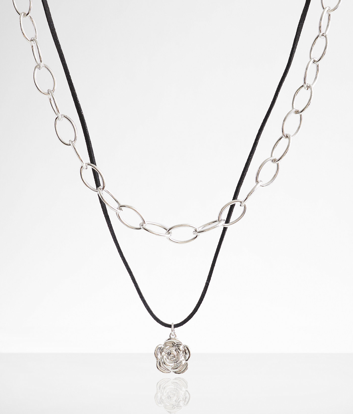 boutique by BKE 2 Pack Rose Necklace Set - Women's Jewelry in Silver