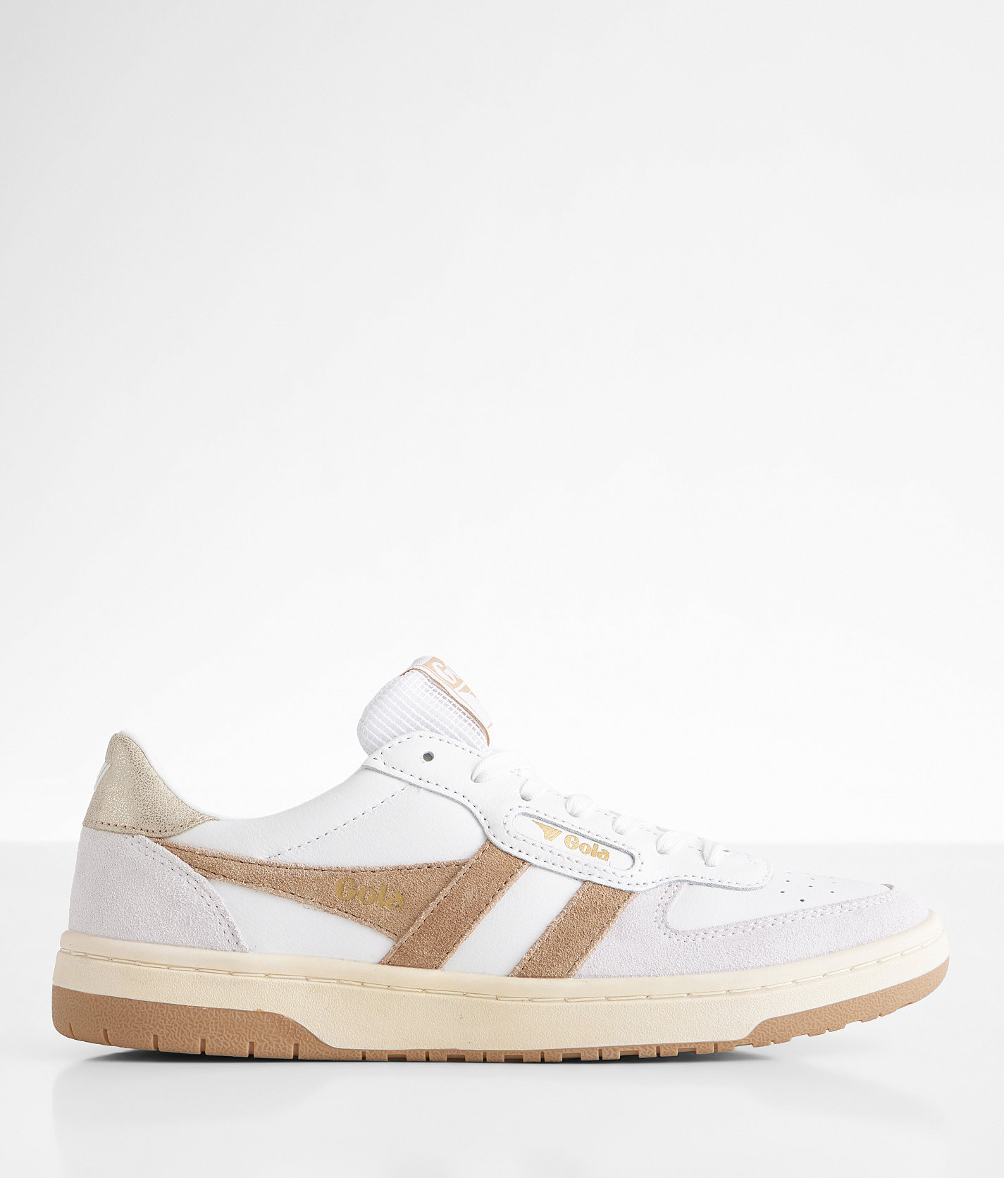 Gola® Hawk Leather Sneaker - Women's Shoes in White Light Caramel Gold