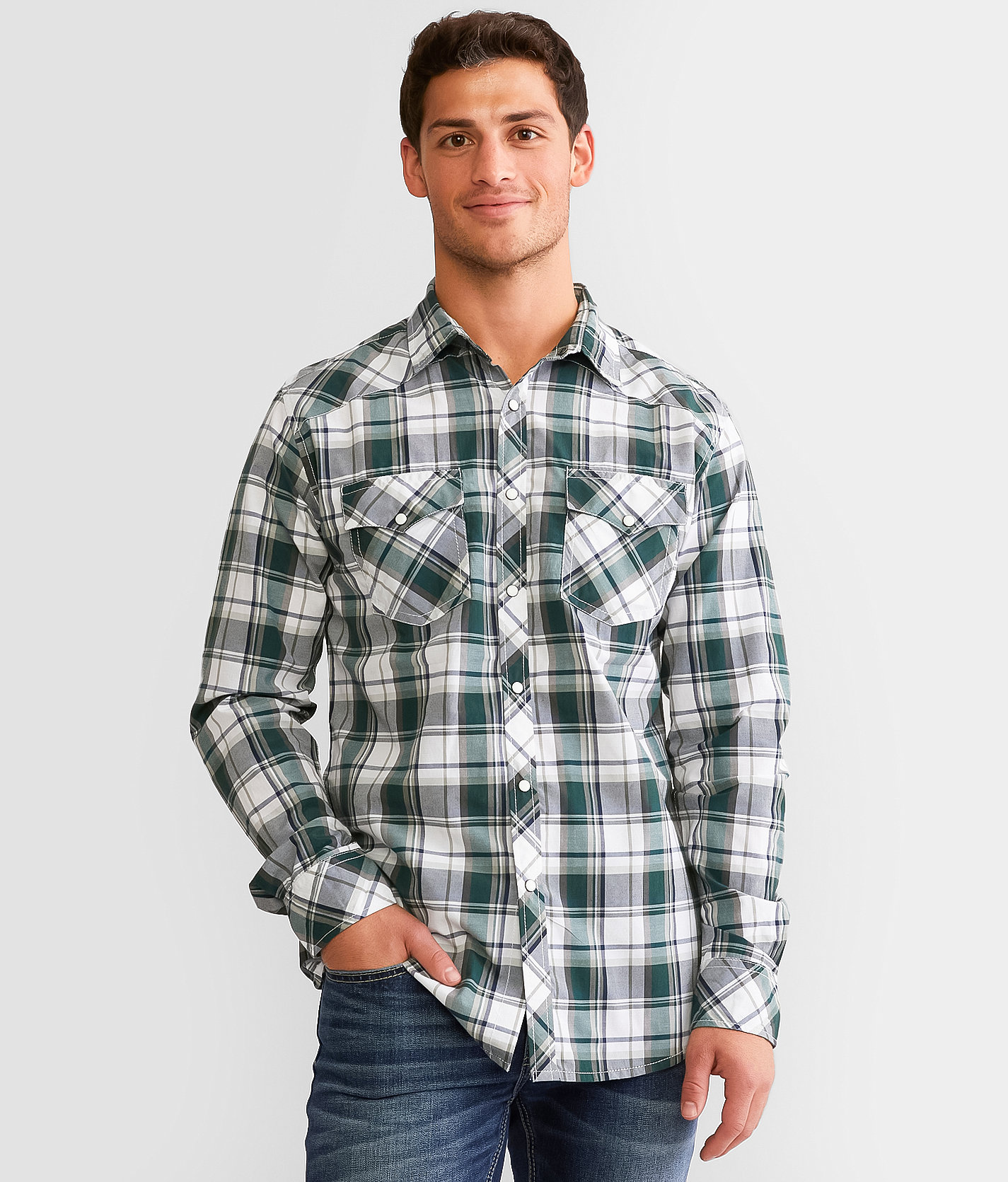 Reclaim Plaid Athletic Shirt - Men's Shirts in White Green