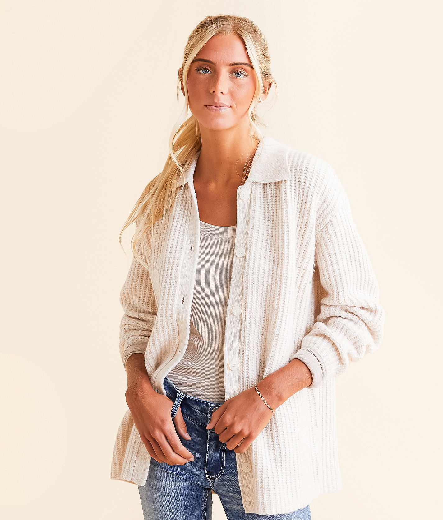 Z Supply Lennie Marled Cardigan Sweater - Women's Sweaters in Oatmeal Heather