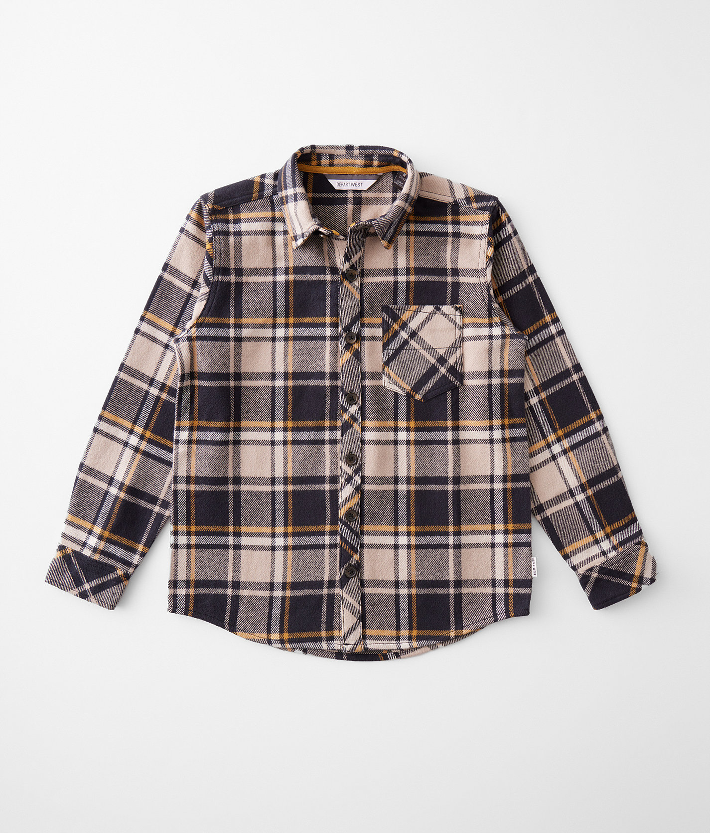 Boys - Departwest Plaid Flannel Shirt - Boy's Shirts in Beige Charcoal