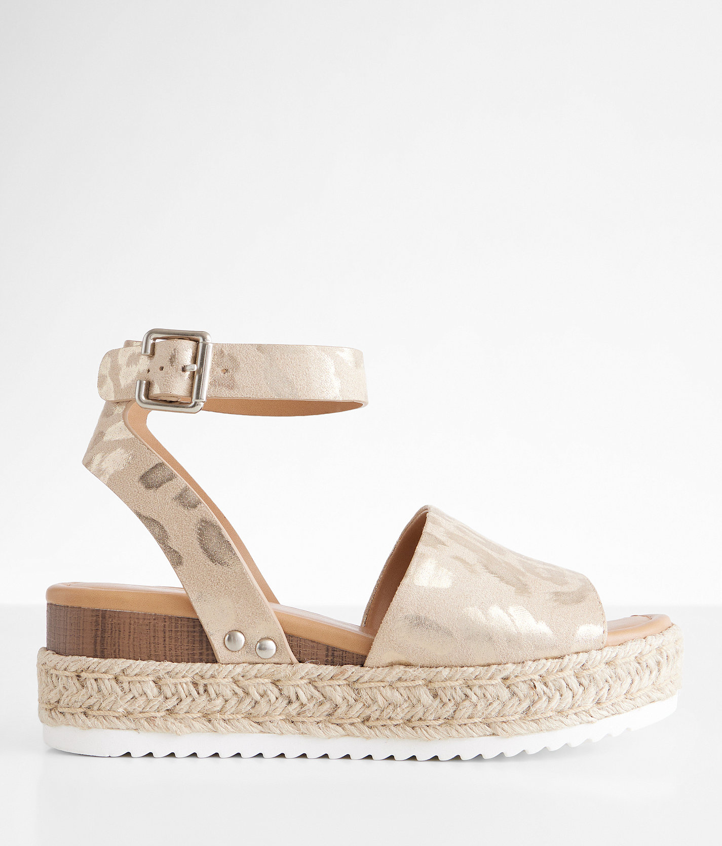 Soda Topics Espadrille Flatform Sandal - Women's Shoes in Oatmeal Met Cheetah Micro