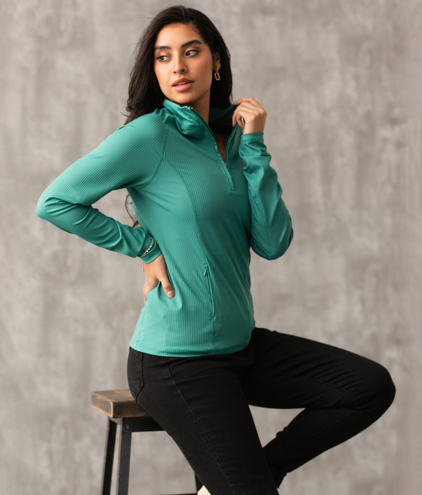 Buckle Black Quarter Zip Pullover - Women's Sweatshirts in North Sea