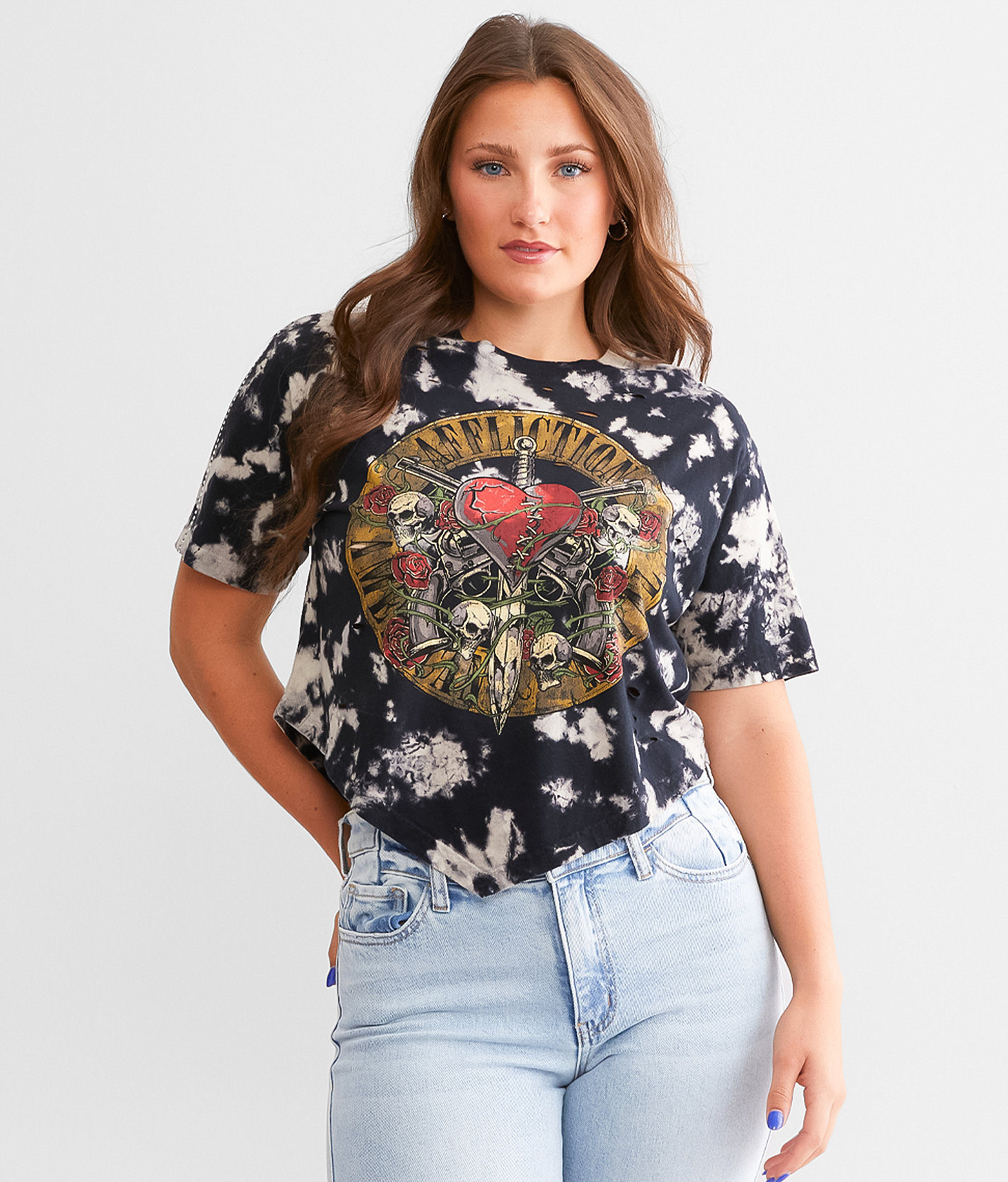 Affliction American Customs Heart Rock Cropped T-Shirt - Women's T-Shirts in Gibbs Wash