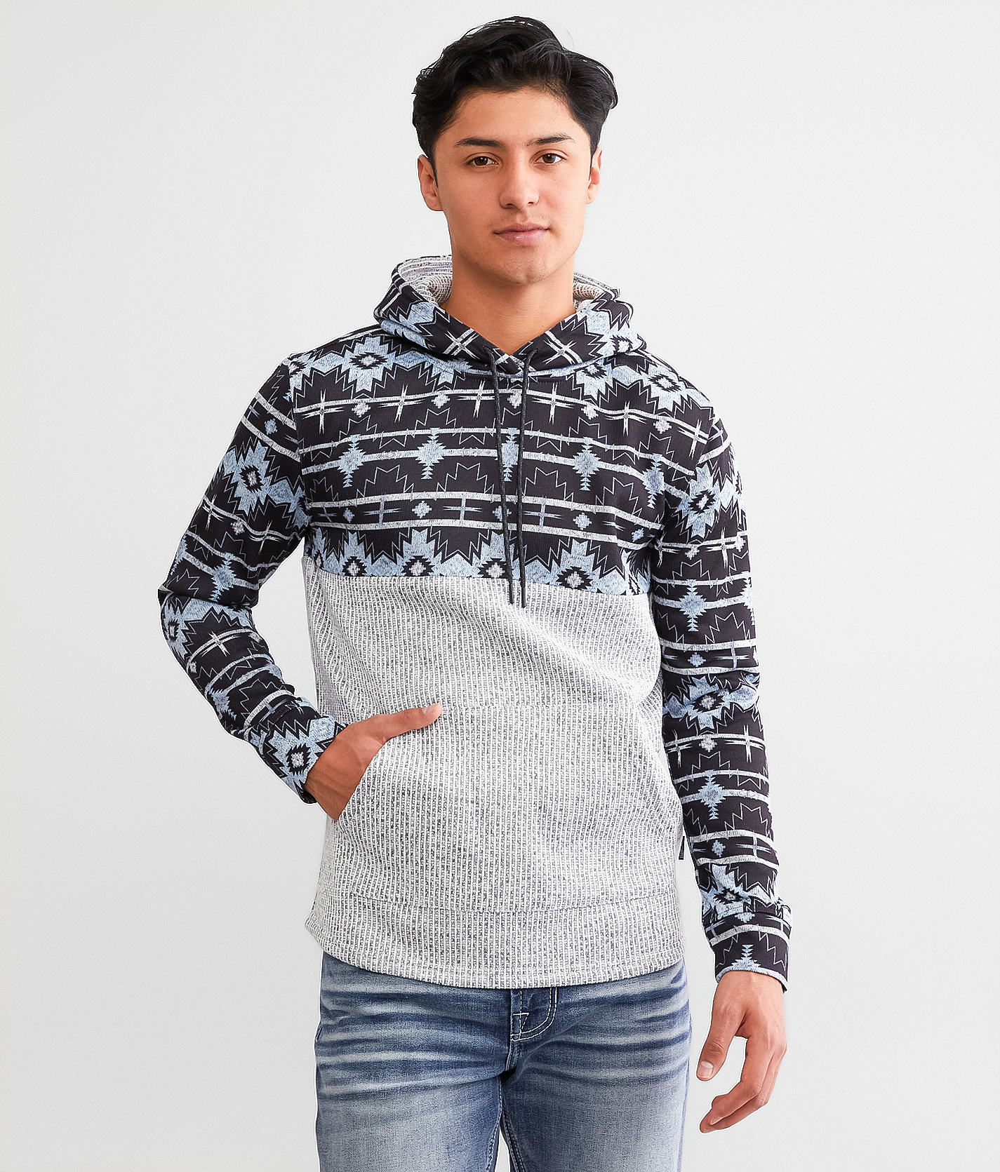 Departwest Southwestern Hooded Sweatshirt - Men's Sweatshirts in Black Blue